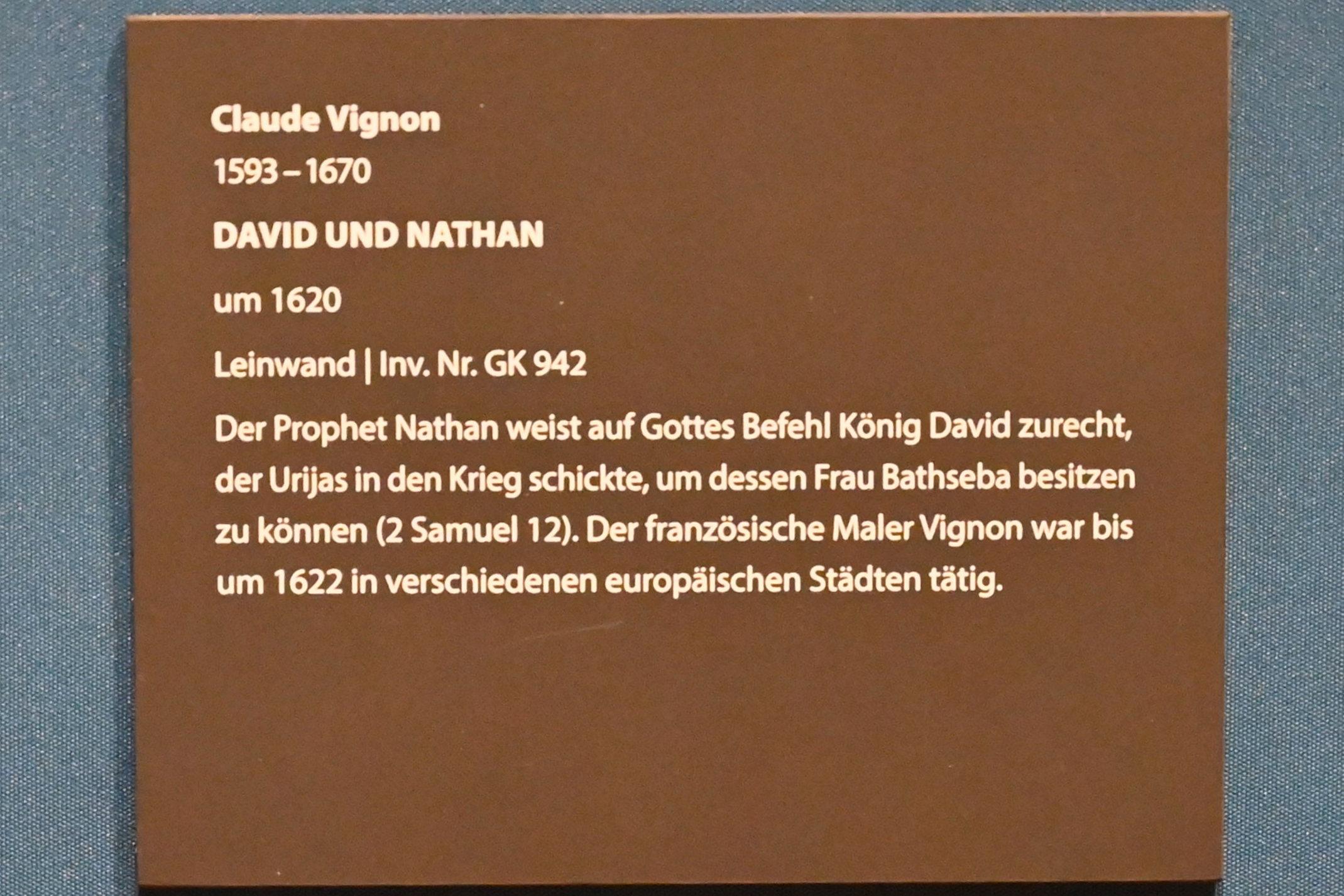 Claude Vignon (1617–1624), David und Nathan, Darmstadt, Hessisches Landesmuseum, Saal 2, um 1620, Bild 2/2