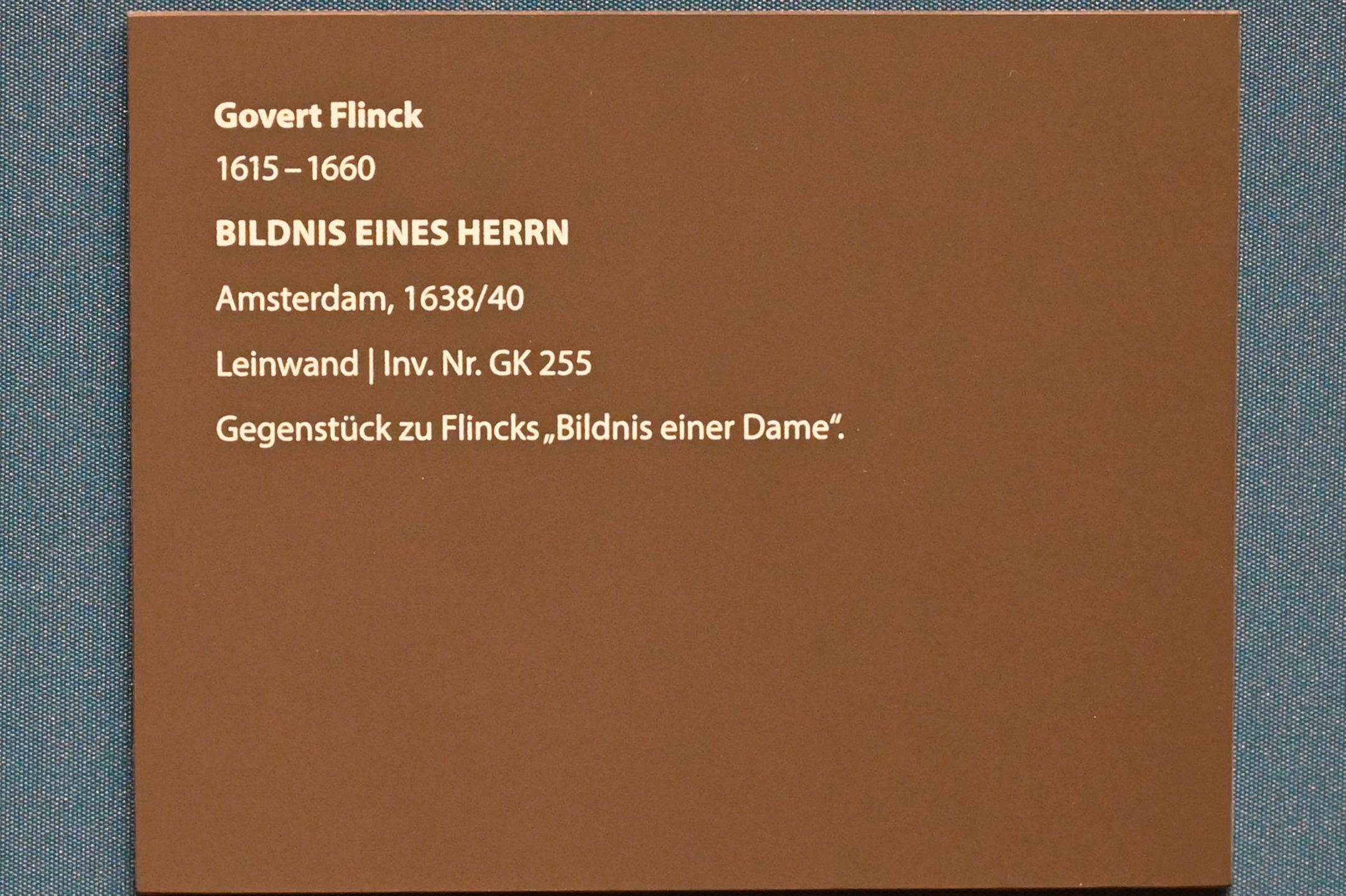 Govaert Flinck (1634–1645), Bildnis eines Herrn, Darmstadt, Hessisches Landesmuseum, Saal 2, 1638–1640, Bild 2/2