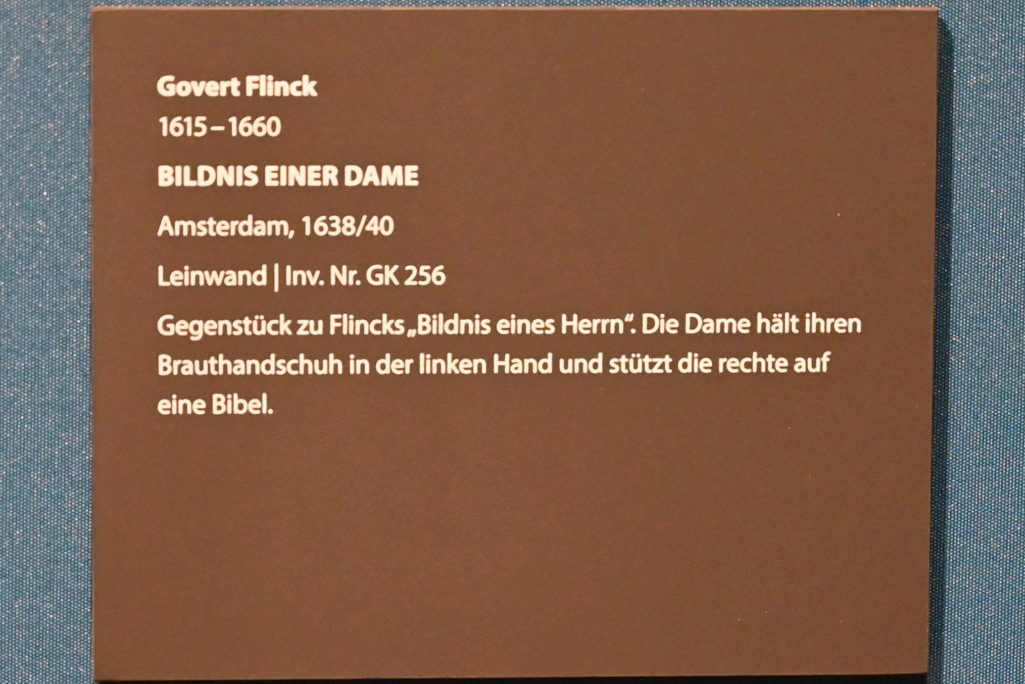 Govaert Flinck (1634–1645), Bildnis einer Dame, Darmstadt, Hessisches Landesmuseum, Saal 2, 1638–1640, Bild 2/2