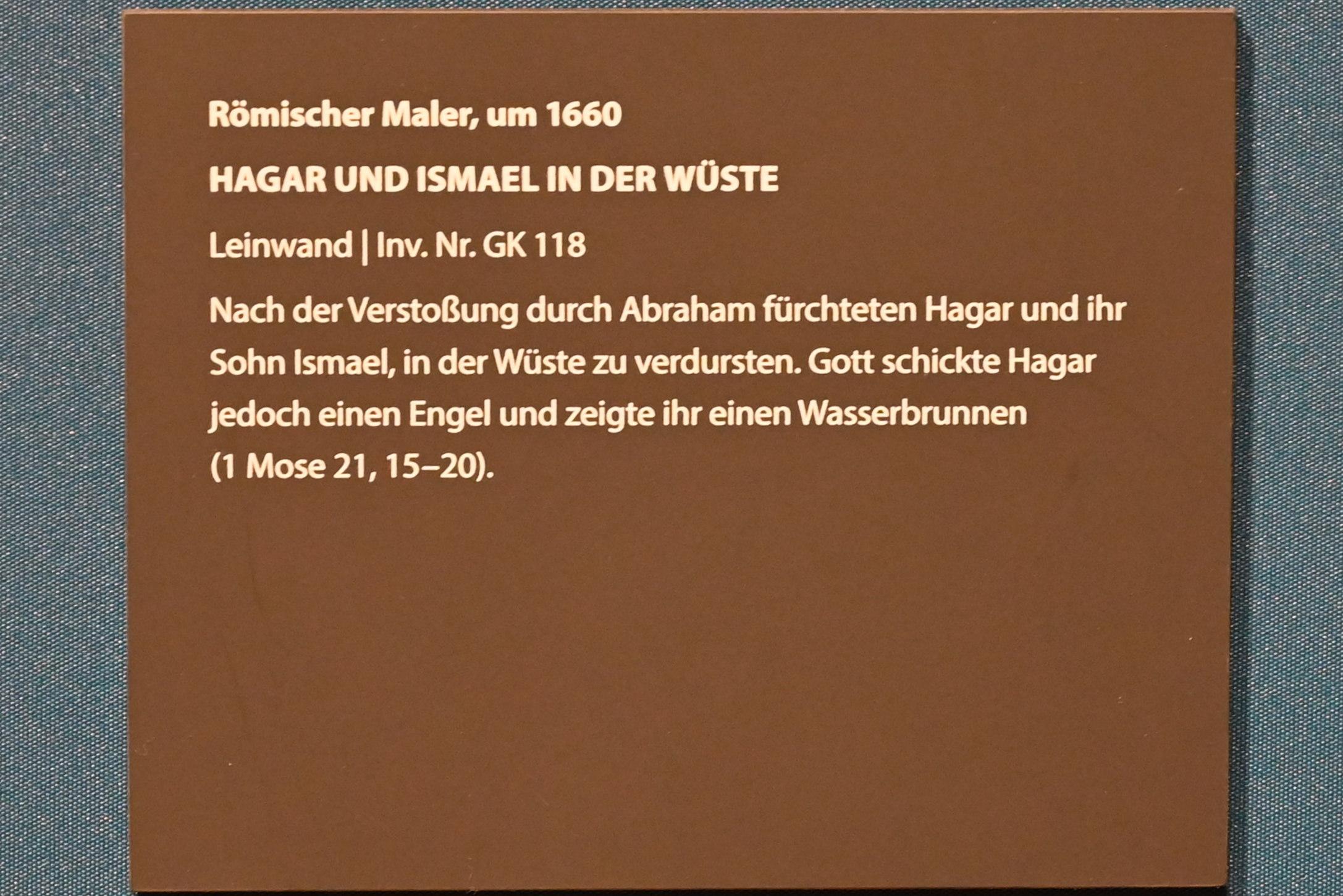 Hagar und Ismael in der Wüste, Darmstadt, Hessisches Landesmuseum, Saal 3, um 1660, Bild 2/2