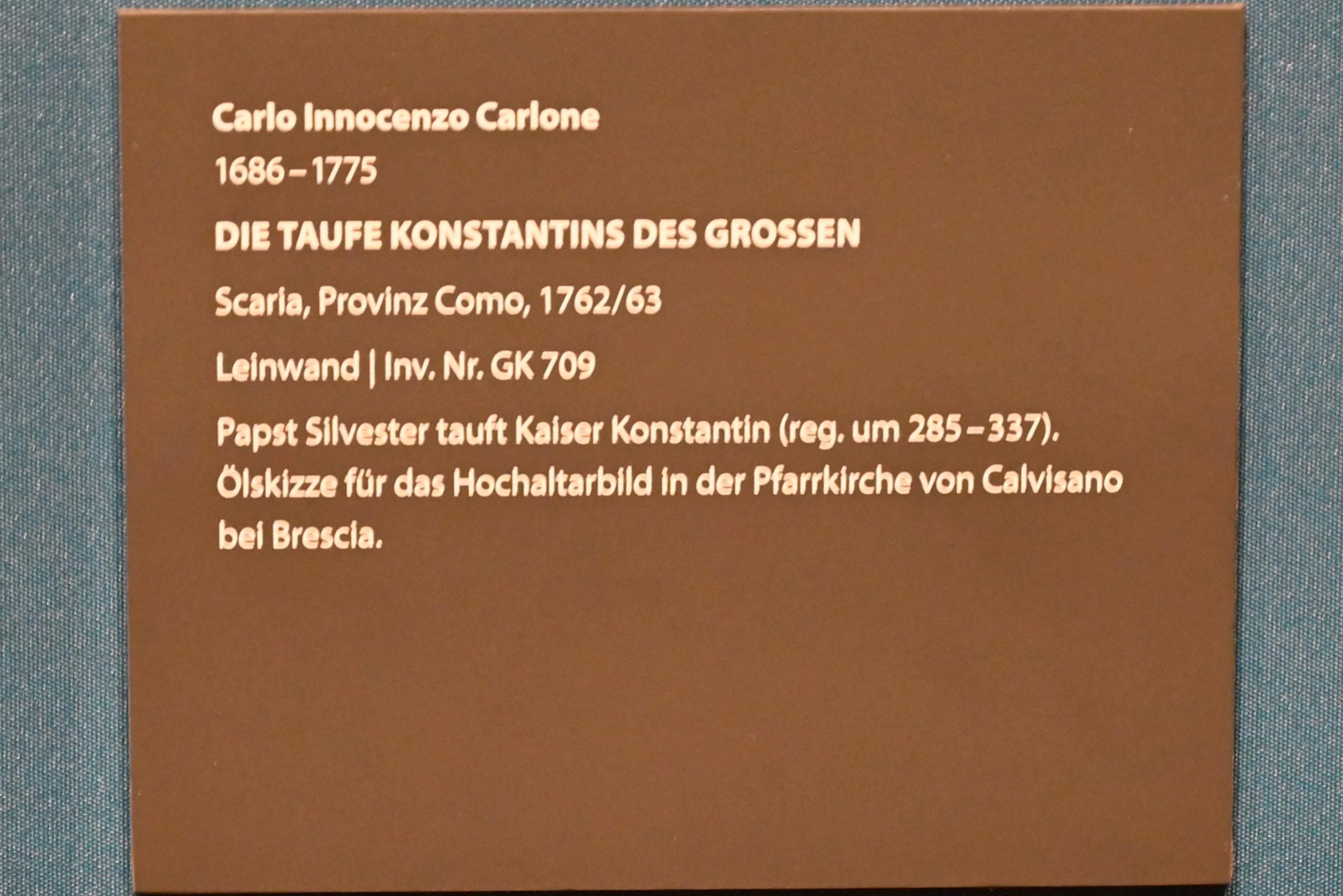Carlo Innocenzo Carlone (1728–1772), Die Taufe Konstantins des Großen, Calvisano, Pfarrkirche St. Silvester, jetzt Darmstadt, Hessisches Landesmuseum, Saal 3, 1762–1763, Bild 2/2