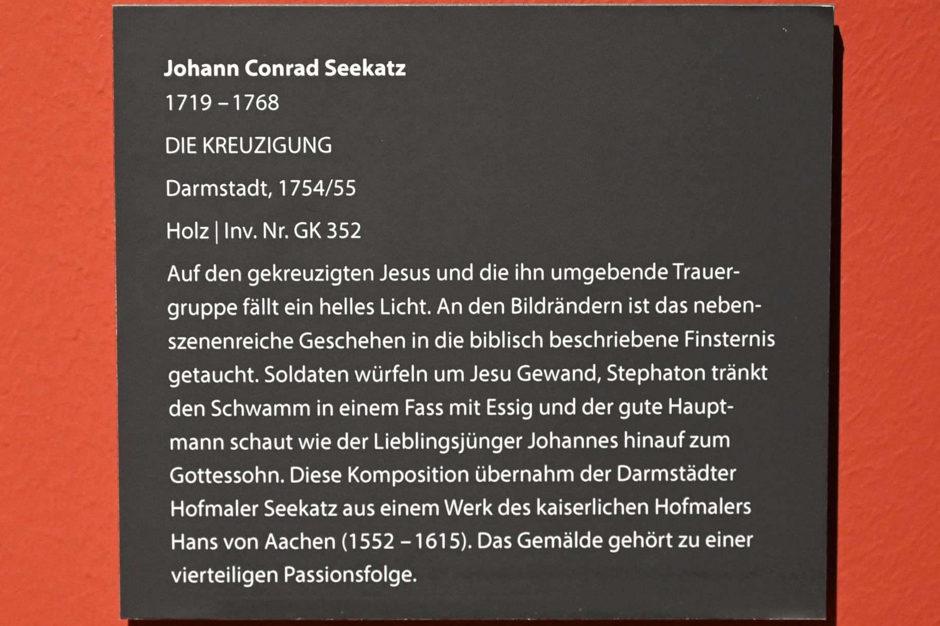 Johann Conrad Seekatz (1754–1762), Die Kreuzigung, Darmstadt, Hessisches Landesmuseum, Saal 4, 1754–1755, Bild 2/2