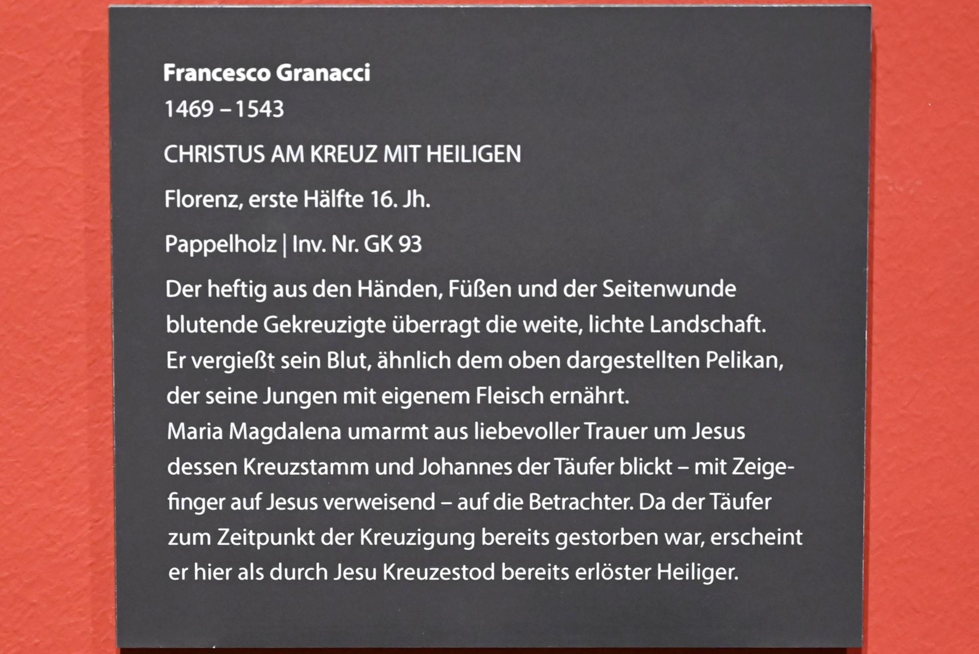 Francesco Granacci (1506–1543), Christus am Kreuz mit Heiligen, Darmstadt, Hessisches Landesmuseum, Saal 4, 1. Hälfte 16. Jhd., Bild 2/2