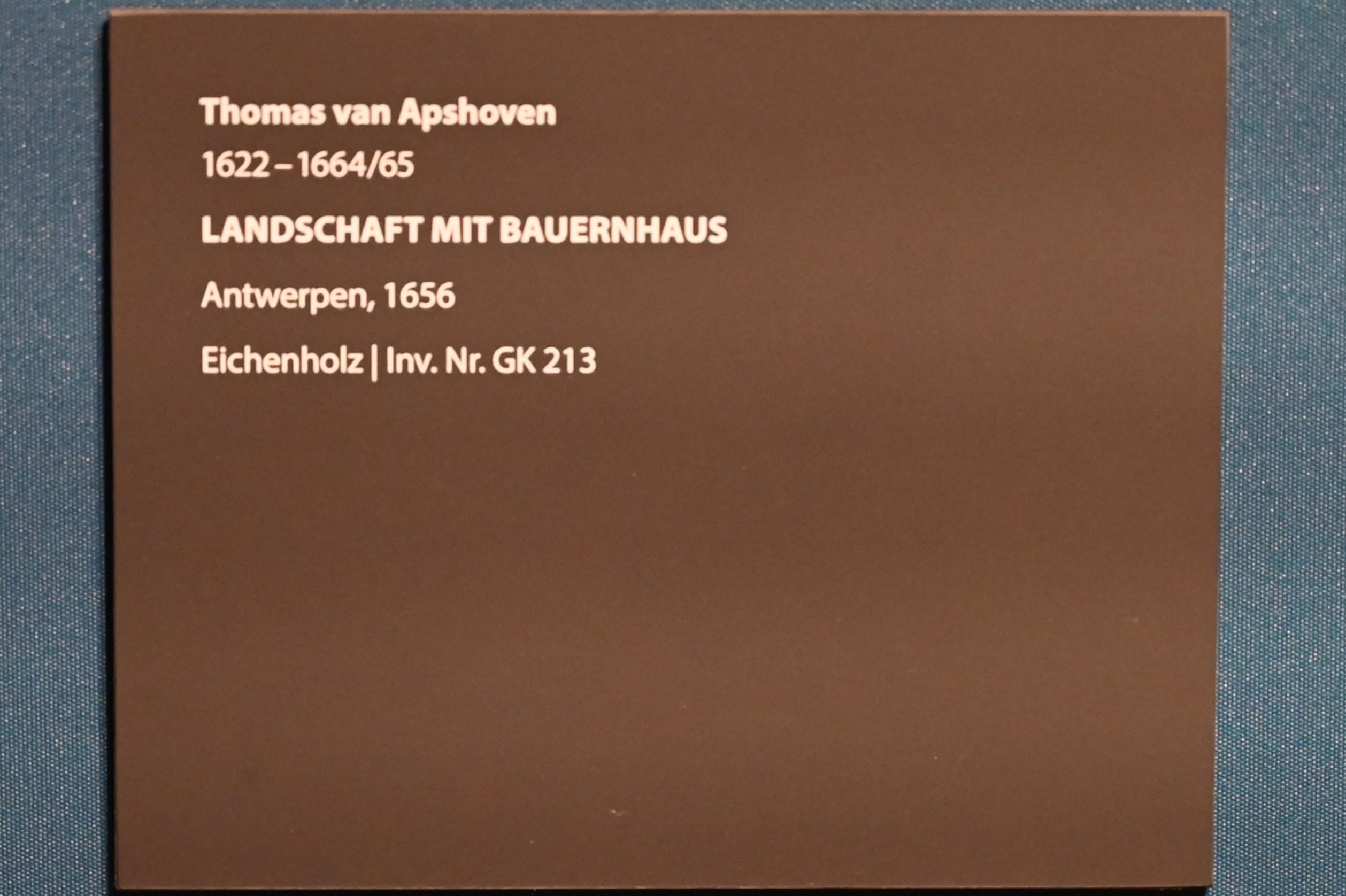 Thomas van Apshoven (1656), Landschaft mit Bauernhaus, Darmstadt, Hessisches Landesmuseum, Saal 5, 1656, Bild 2/2