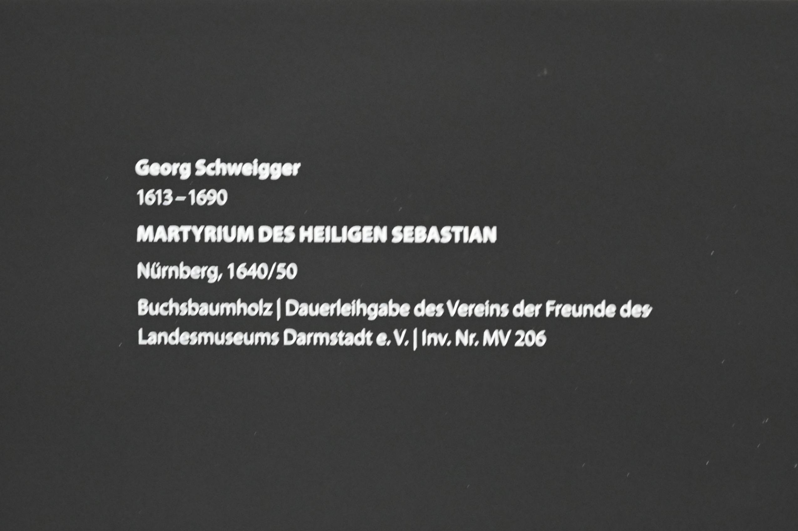 Georg Schweigger (1645–1655), Martyrium des heiligen Sebastian, Darmstadt, Hessisches Landesmuseum, Saal 5, 1640–1650, Bild 5/5