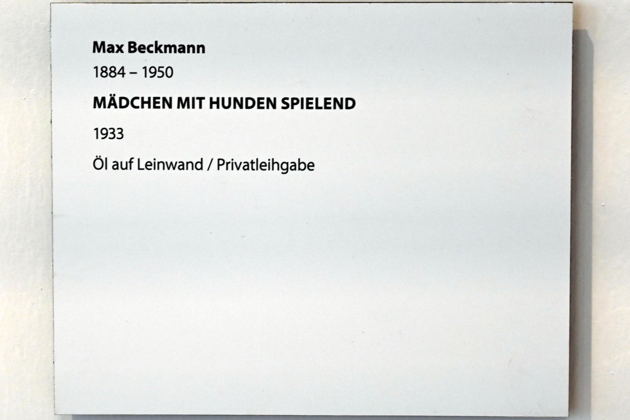 Max Beckmann (1905–1950), Mädchen mit Hunden spielend, Darmstadt, Hessisches Landesmuseum, Saal 6, 1933, Bild 2/2