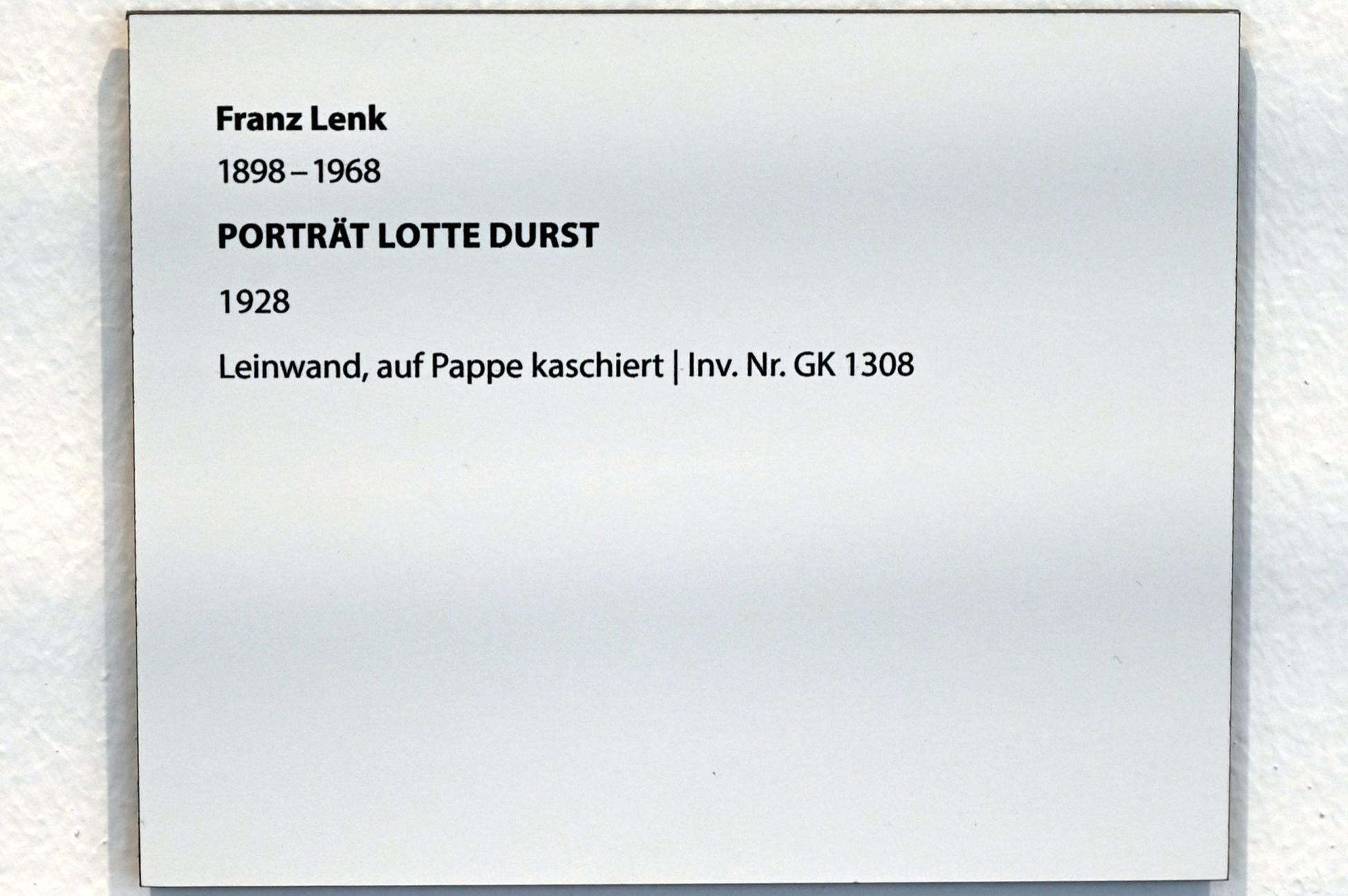 Franz Lenk (1928), Porträt Lotte Durst, Darmstadt, Hessisches Landesmuseum, Saal 6, 1928, Bild 2/2