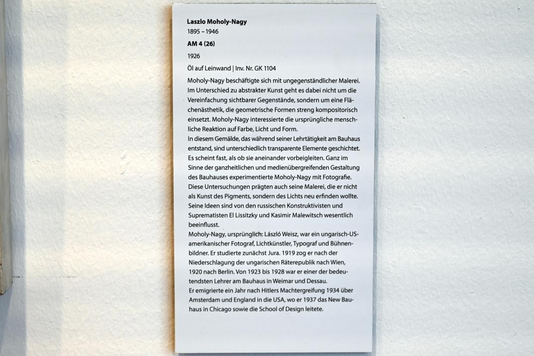 László Moholy-Nagy (1919–1946), AM 4 (26), Darmstadt, Hessisches Landesmuseum, Saal 6, 1926, Bild 2/2