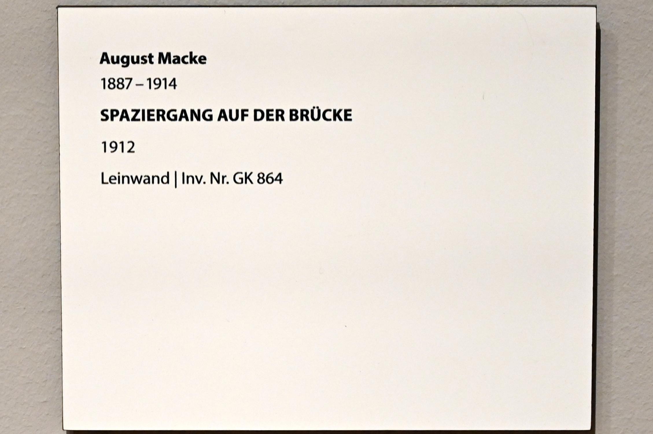 August Macke (1907–1914), Spaziergang auf der Brücke, Darmstadt, Hessisches Landesmuseum, Saal 7, 1912, Bild 2/2