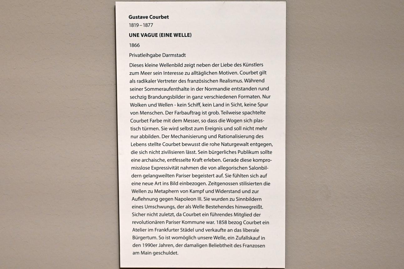 Gustave Courbet (1849–1874), Une Vague (Eine Welle), Darmstadt, Hessisches Landesmuseum, Saal 7, 1866, Bild 2/2