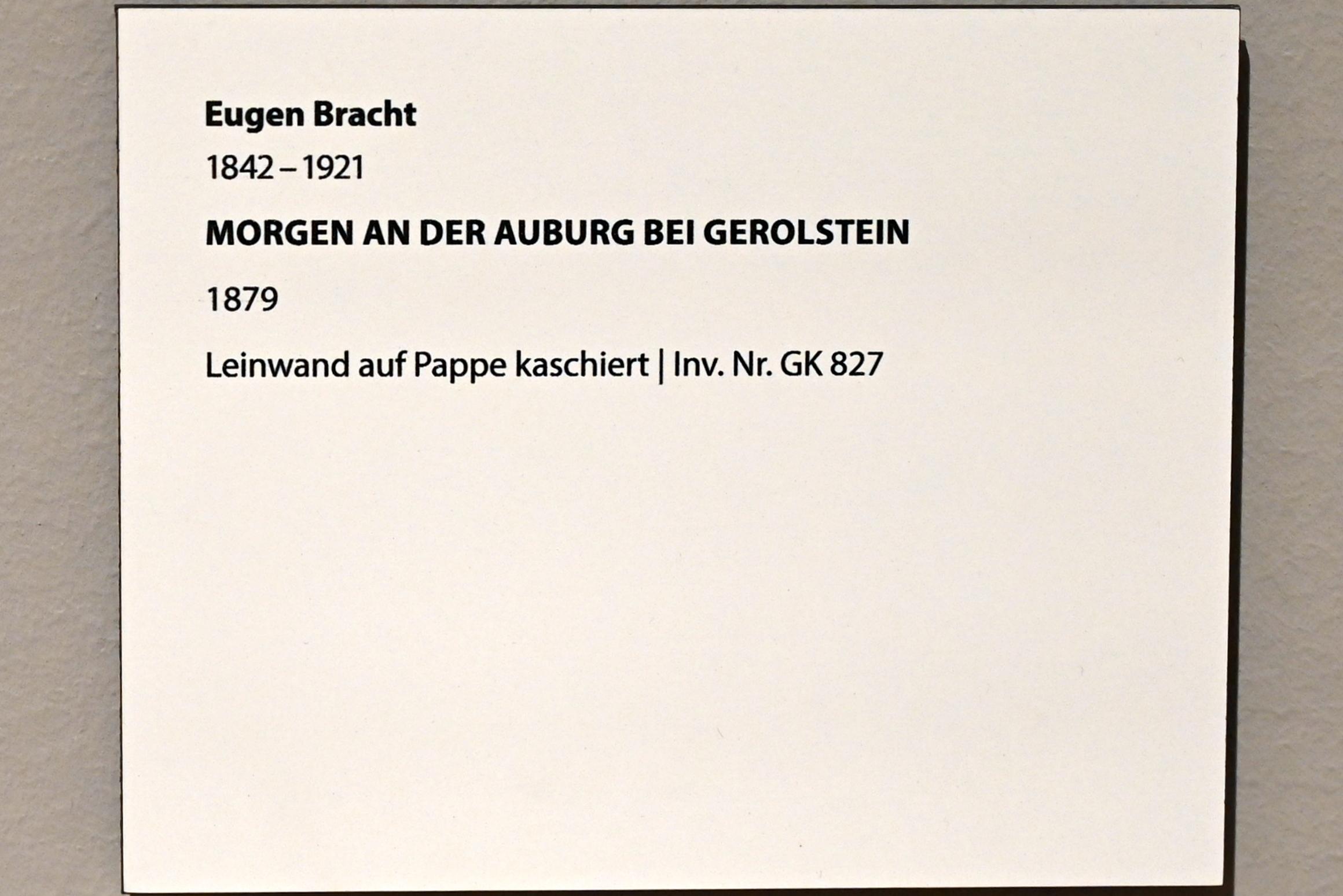 Eugen Bracht (1861–1902), Morgen an der Auburg bei Gerolstein, Darmstadt, Hessisches Landesmuseum, Saal 7, 1879, Bild 2/2