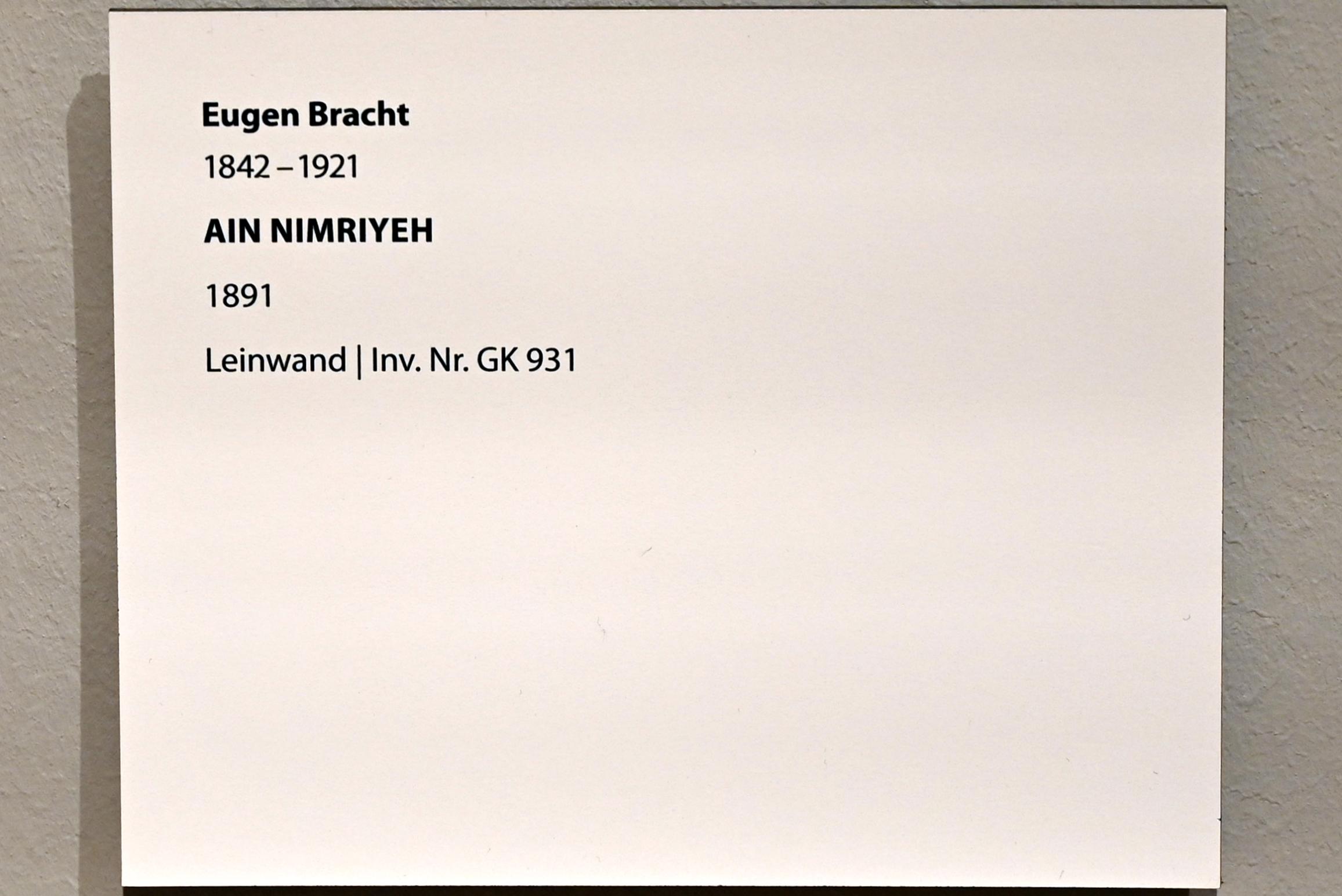 Eugen Bracht (1861–1902), Ain Nimriyeh, Darmstadt, Hessisches Landesmuseum, Saal 7, 1891, Bild 2/2