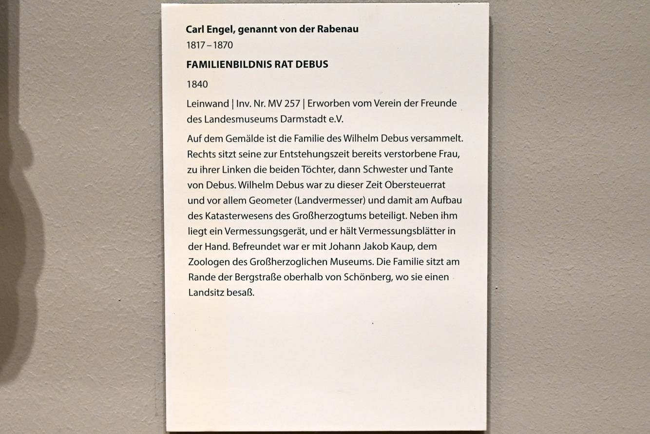 Carl Engel von der Rabenau (1836–1840), Familienbildnis Rat Debus, Darmstadt, Hessisches Landesmuseum, Saal 8, 1840, Bild 2/2