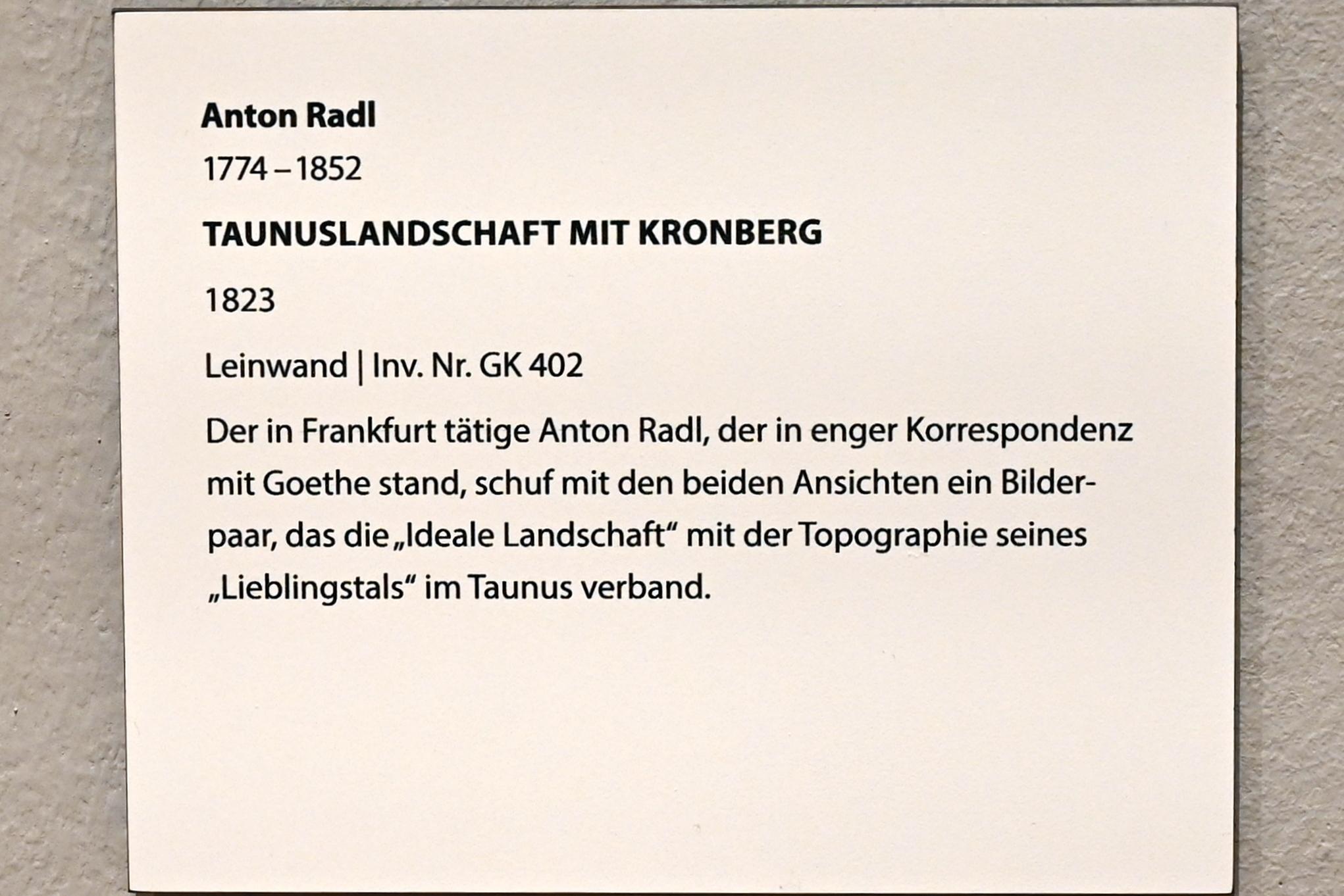 Anton Radl: Taunuslandschaft mit Kronberg, 1823, Bild 2/2