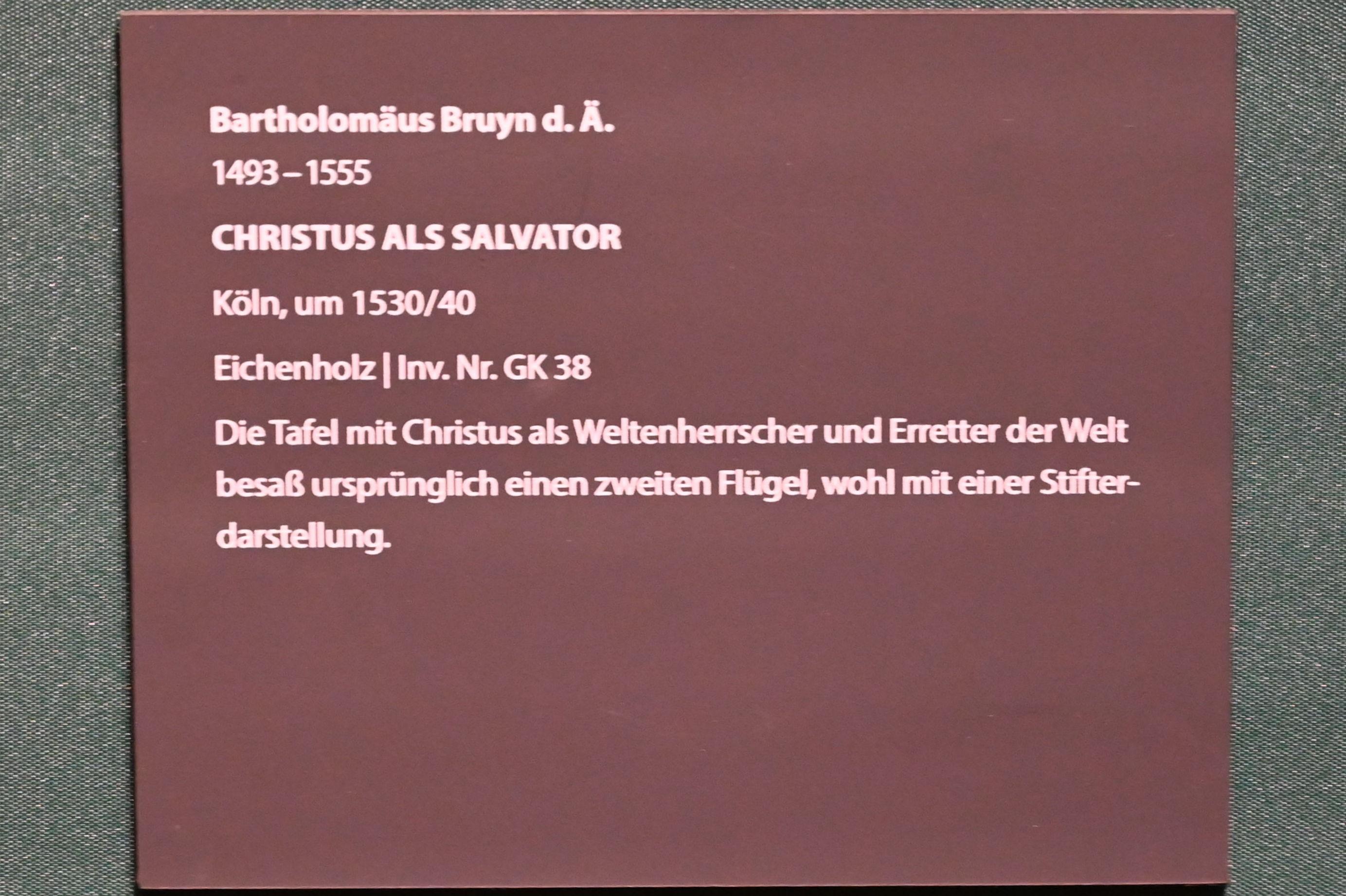Bartholomäus Bruyn der Ältere (1513–1546), Christus als Salvator, Darmstadt, Hessisches Landesmuseum, Saal 13, 1530–1540, Bild 2/2