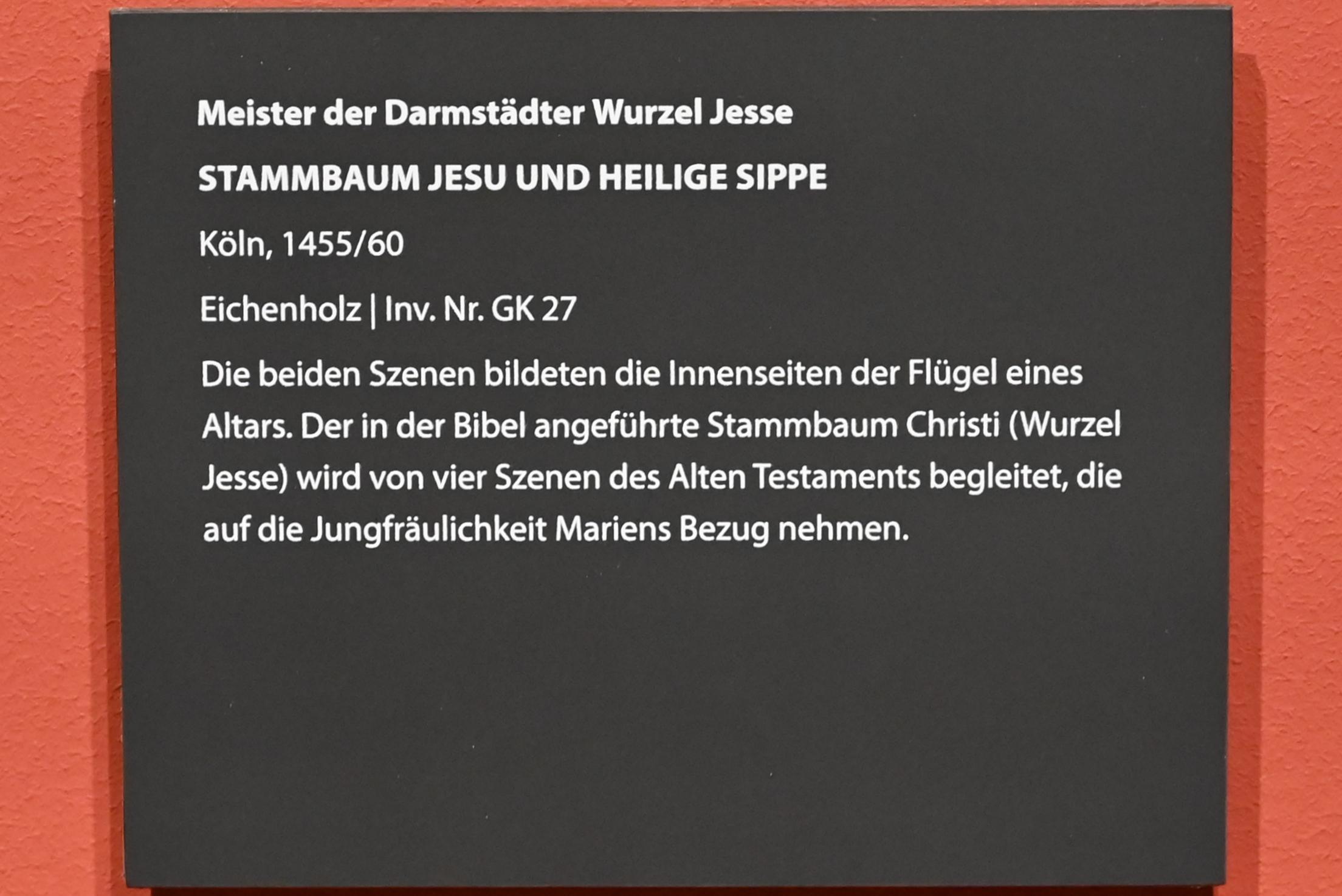 Meister der Darmstädter Wurzel Jesse (1457), Stammbaum Jesu und Heilige Sippe, Darmstadt, Hessisches Landesmuseum, Saal 14, 1455–1460, Bild 3/4