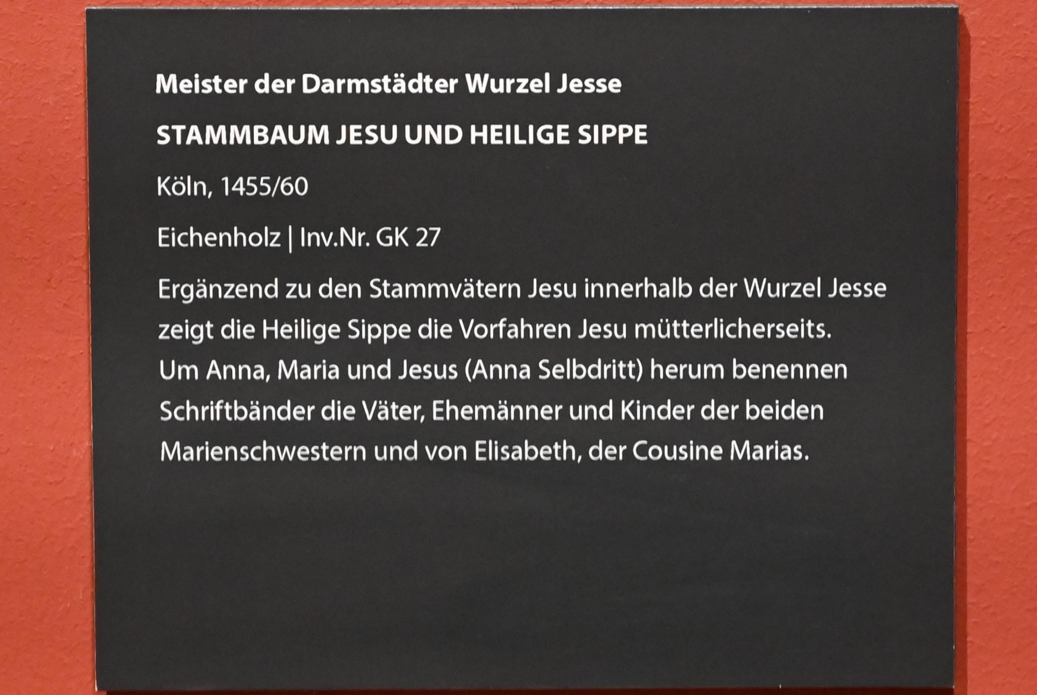 Meister der Darmstädter Wurzel Jesse (1457), Stammbaum Jesu und Heilige Sippe, Darmstadt, Hessisches Landesmuseum, Saal 14, 1455–1460, Bild 4/4