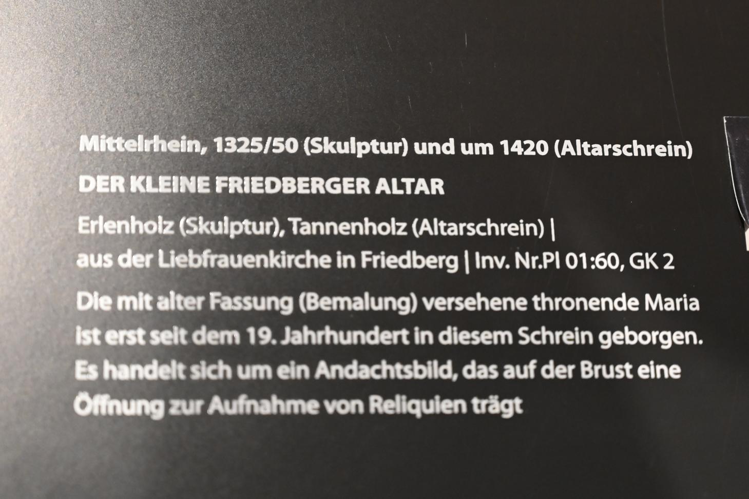 Thronende Maria mit Kind, Darmstadt, Hessisches Landesmuseum, Saal 15, um 1325–1350, Bild 4/4