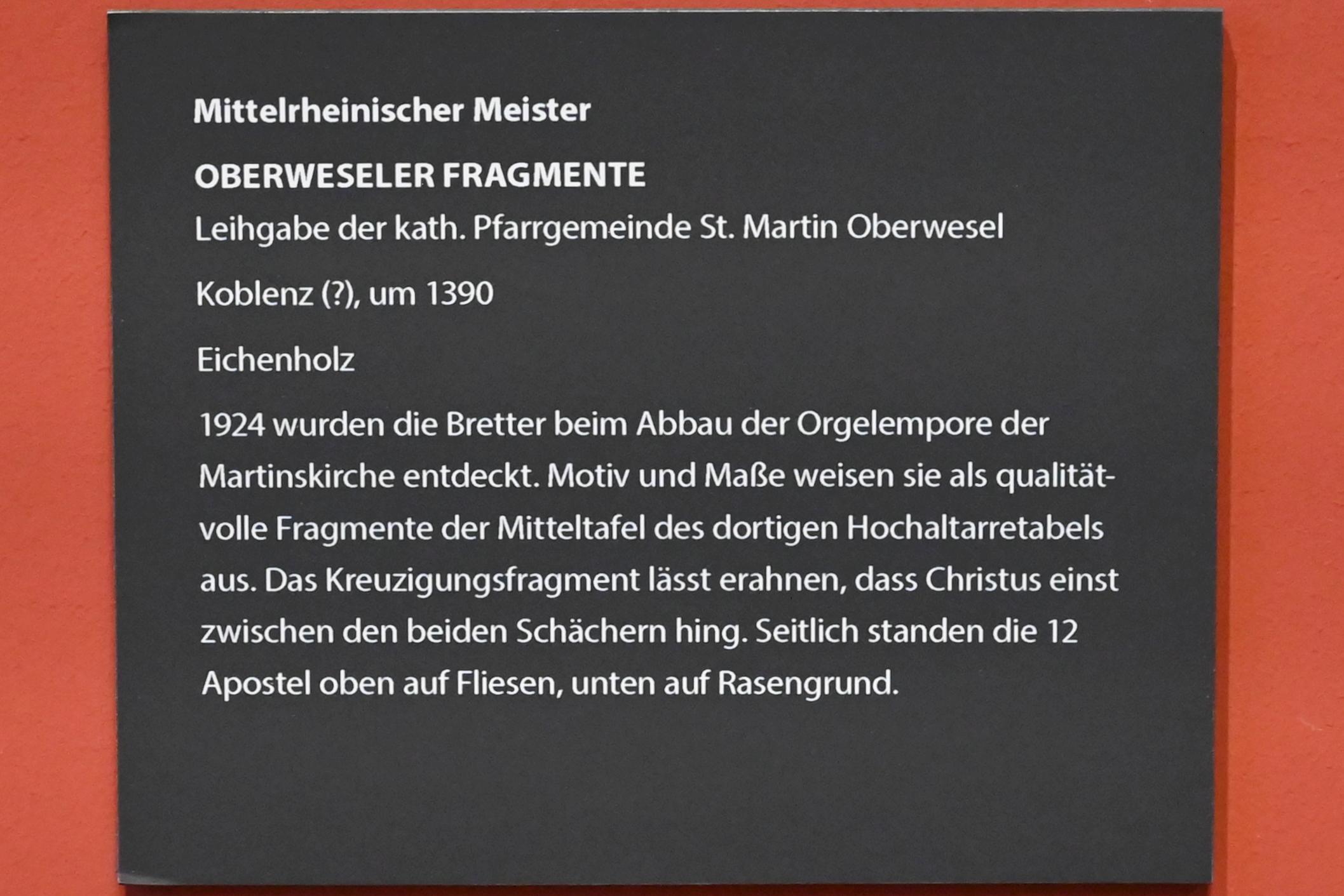 Oberweseler Fragmente, Oberwesel, Kirche St. Martin, jetzt Darmstadt, Hessisches Landesmuseum, Saal 15, um 1390, Bild 3/3