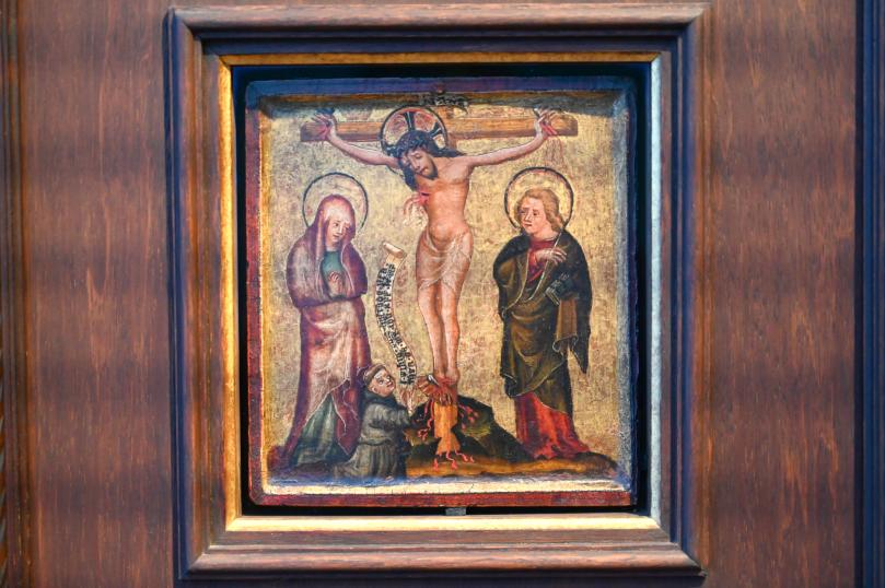 Kreuzigungstäfelchen, Darmstadt, Hessisches Landesmuseum, Saal 15, um 1410–1420, Bild 2/3