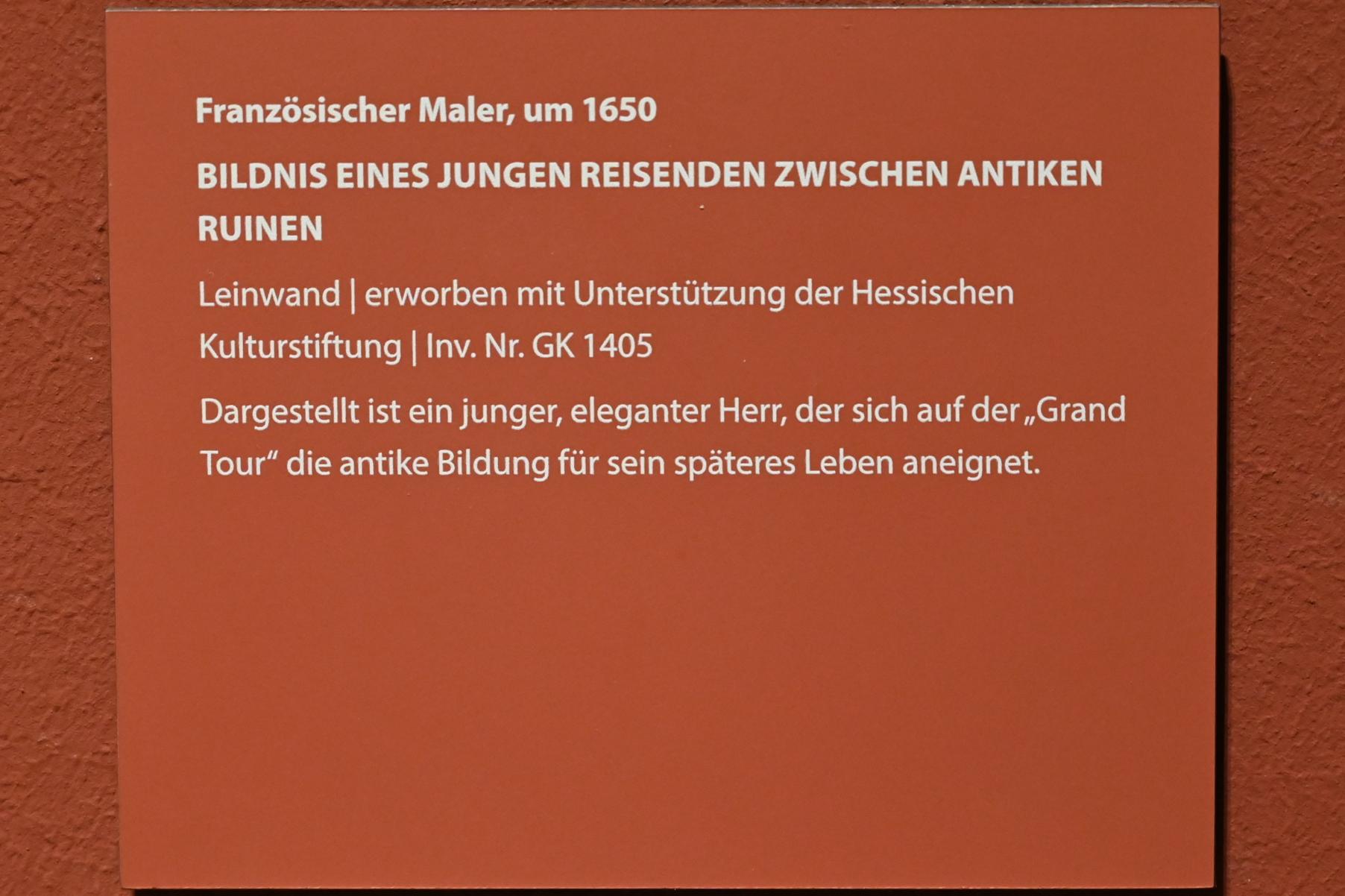 Bildnis eines jungen Reisenden zwischen antiken Ruinen, Darmstadt, Hessisches Landesmuseum, Rezeption der Antike, um 1650, Bild 2/2