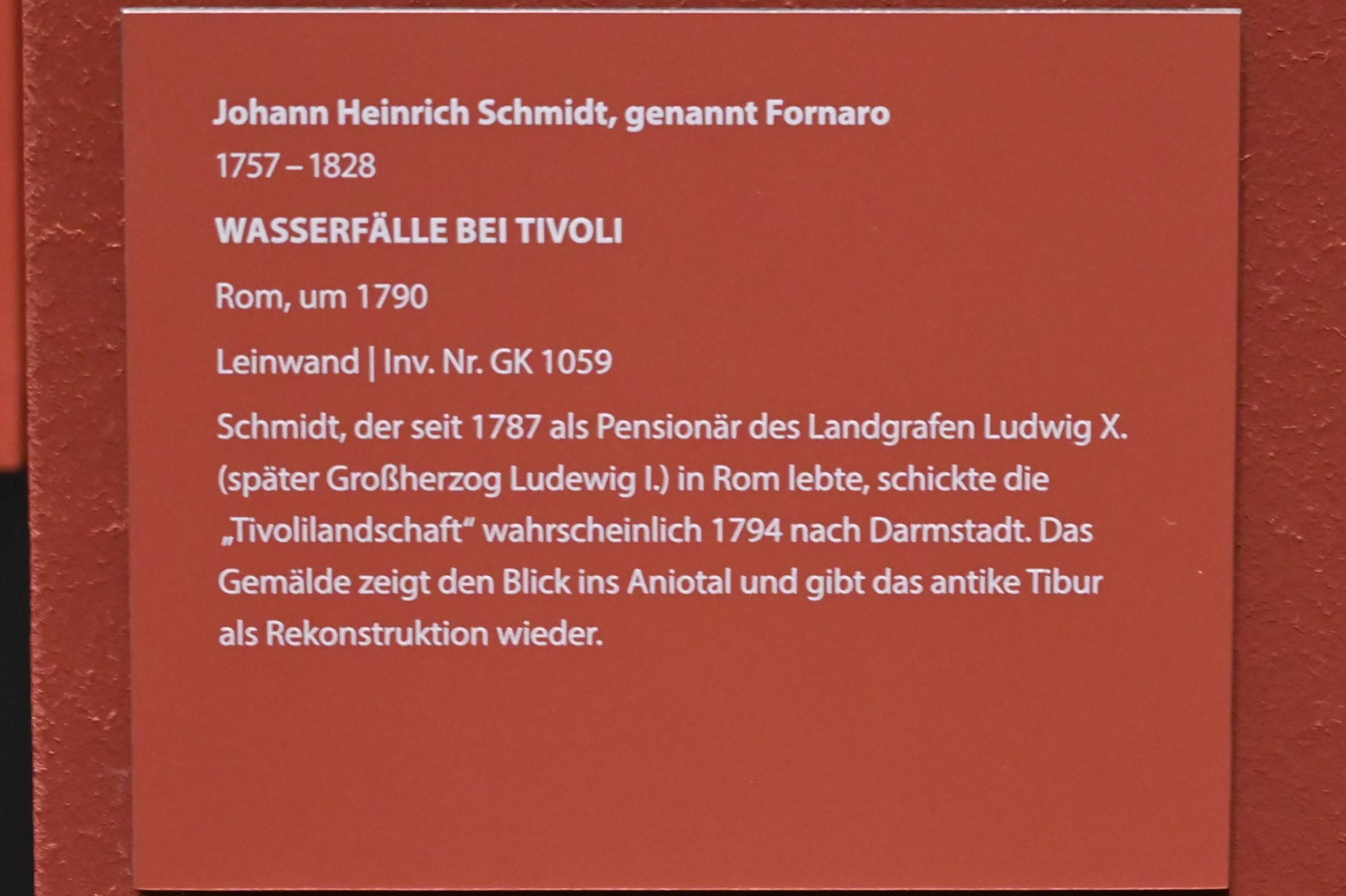 Johann Heinrich Schmidt (Fornaro) (1790), Wasserfälle bei Tivoli, Darmstadt, Hessisches Landesmuseum, Rezeption der Antike, um 1790, Bild 2/2