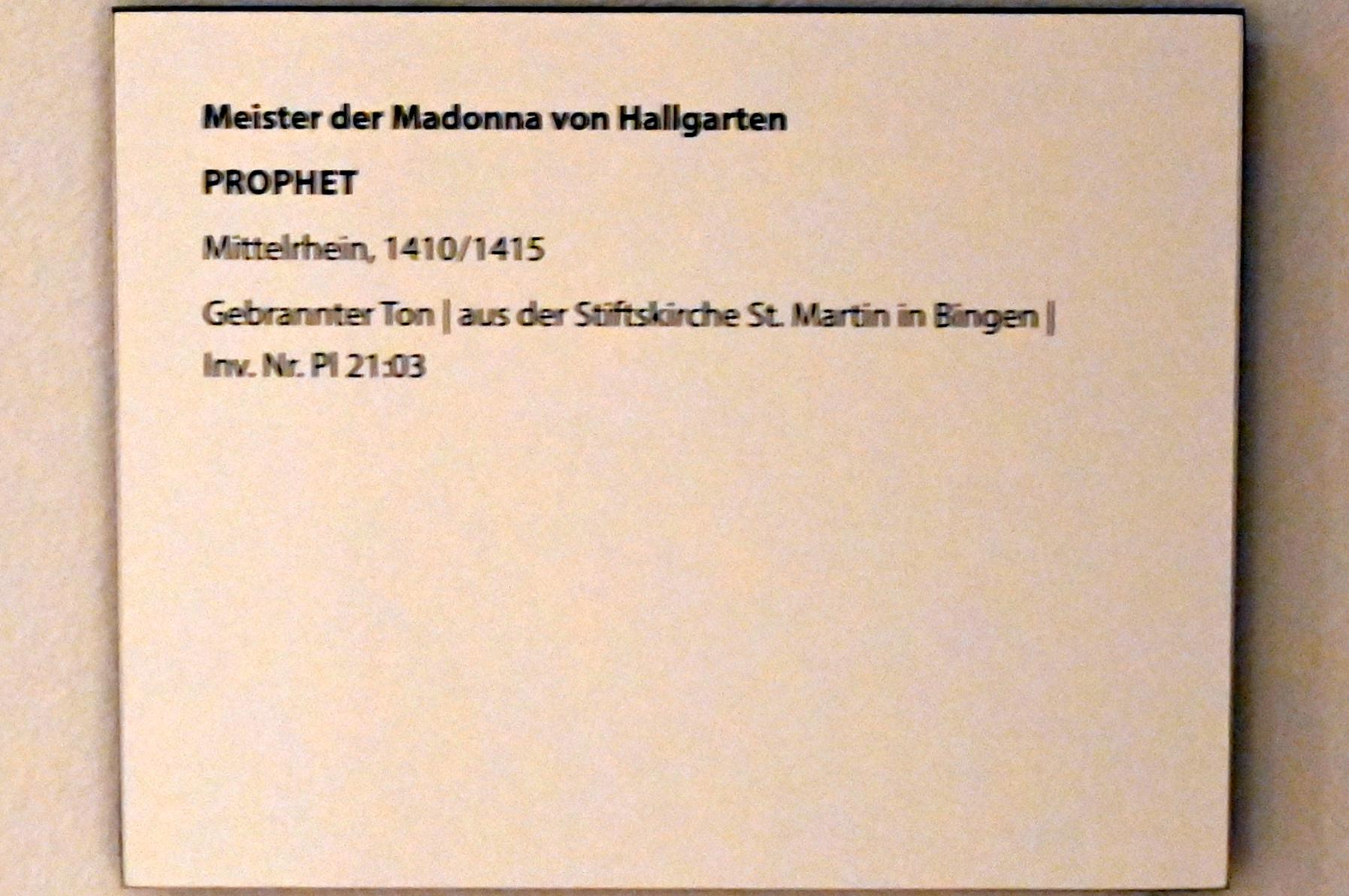 Meister der Madonna von Hallgarten (1412–1420), Prophet, Bingen am Rhein, Basilika St. Martin, jetzt Darmstadt, Hessisches Landesmuseum, Kunsthandwerk, 1410–1415, Bild 2/2