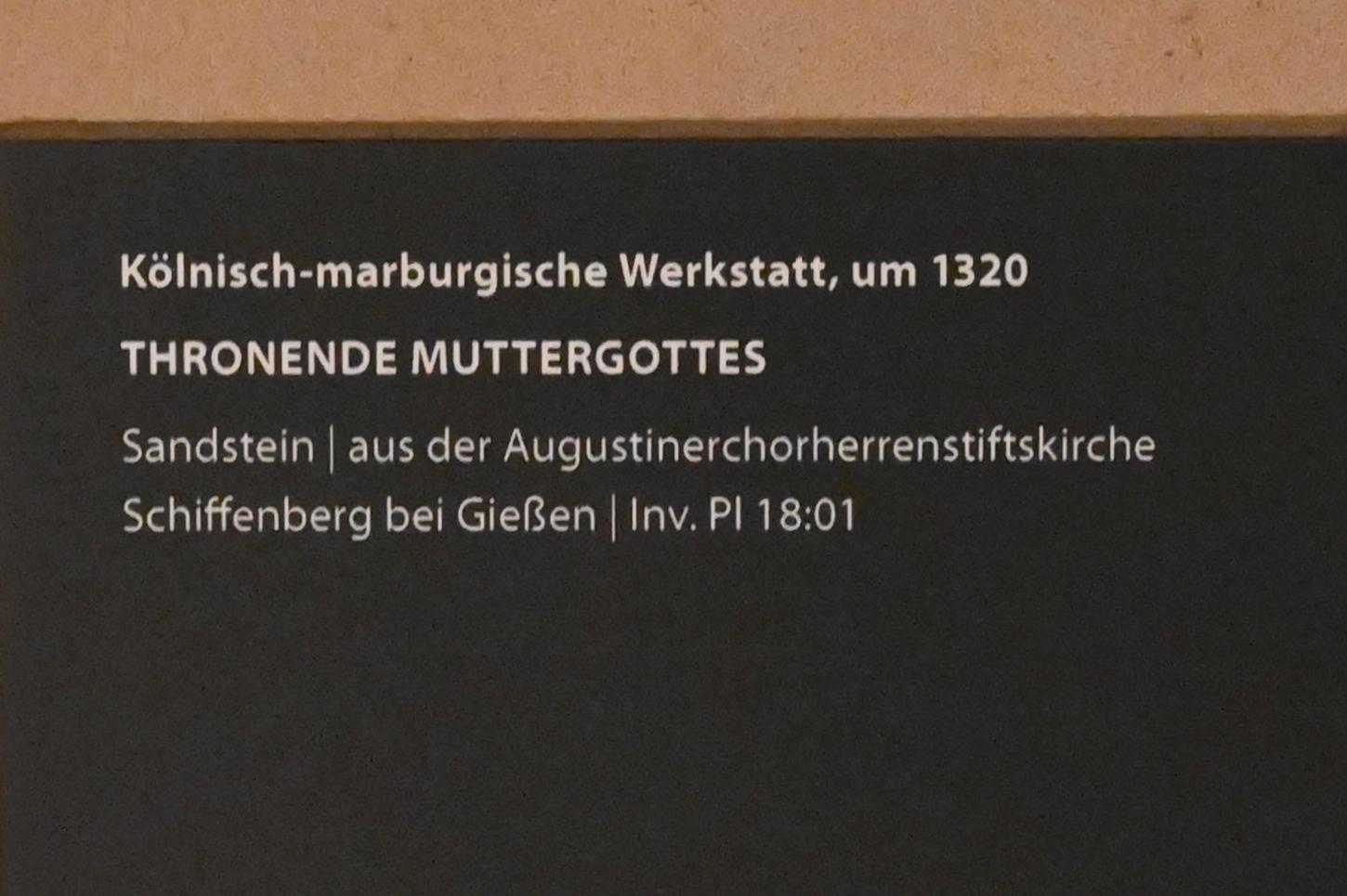 Thronende Muttergottes, Schiffenberg, ehem. Augustiner-Chorherren-Kloster Schiffenberg, jetzt Darmstadt, Hessisches Landesmuseum, Kunsthandwerk, um 1320, Bild 2/2