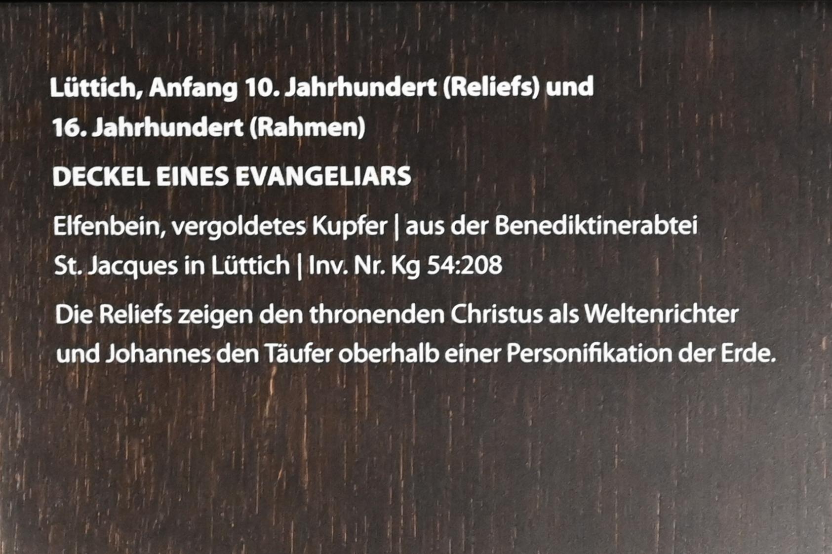Deckel eines Evangeliars, Lüttich, ehem. Benediktinerkloster, jetzt Darmstadt, Hessisches Landesmuseum, Kirchliche Schatzkammer, Beginn 10. Jhd., Bild 2/2