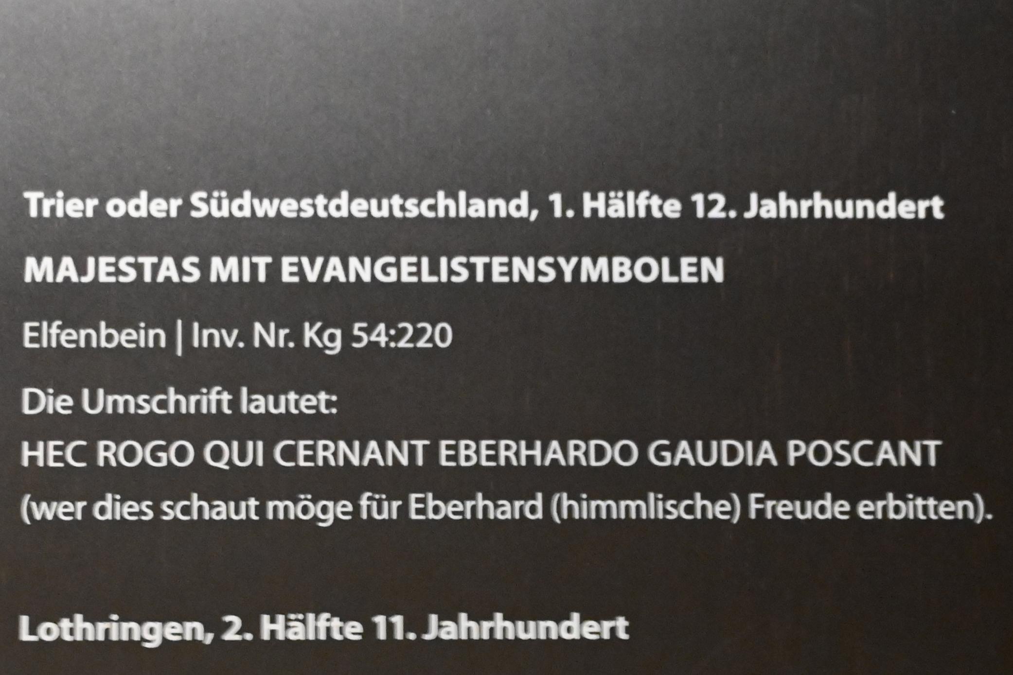 Majestas mit Evangelistensymbolen, Darmstadt, Hessisches Landesmuseum, Kirchliche Schatzkammer, 1. Hälfte 12. Jhd., Bild 2/2