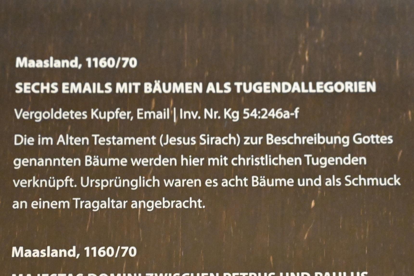 Sechs Emails mit Bäumen als Tugendallegorien, Darmstadt, Hessisches Landesmuseum, Kirchliche Schatzkammer, 1160–1170, Bild 2/2