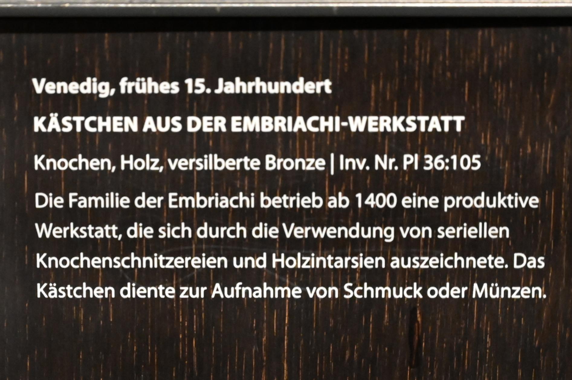 Kästchen aus der Embriachi-Werkstatt, Darmstadt, Hessisches Landesmuseum, Kirchliche Schatzkammer, Beginn 15. Jhd., Bild 3/3