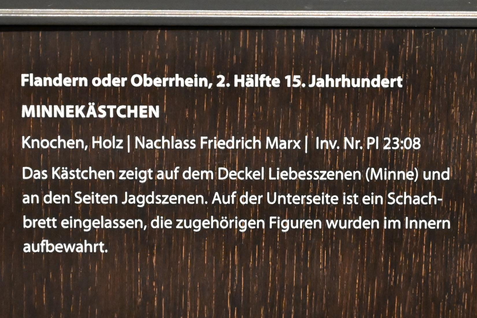 Minnekästchen, Darmstadt, Hessisches Landesmuseum, Kirchliche Schatzkammer, 2. Hälfte 15. Jhd., Bild 3/3