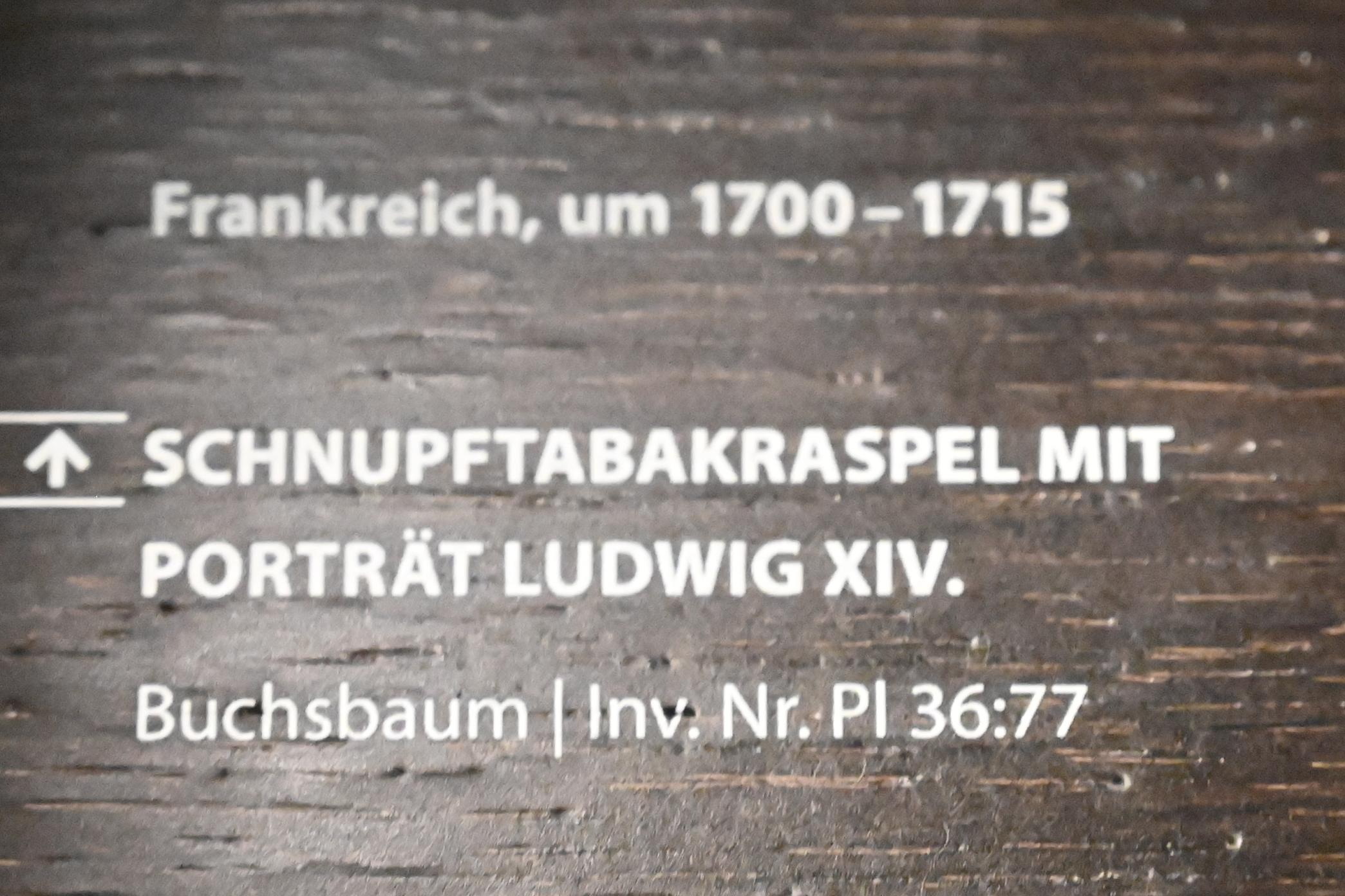 Schnupftabakraspel mit Porträt Ludwig XIV., Darmstadt, Hessisches Landesmuseum, Fürstliche Schatzkammer, um 1700–1715, Bild 2/2