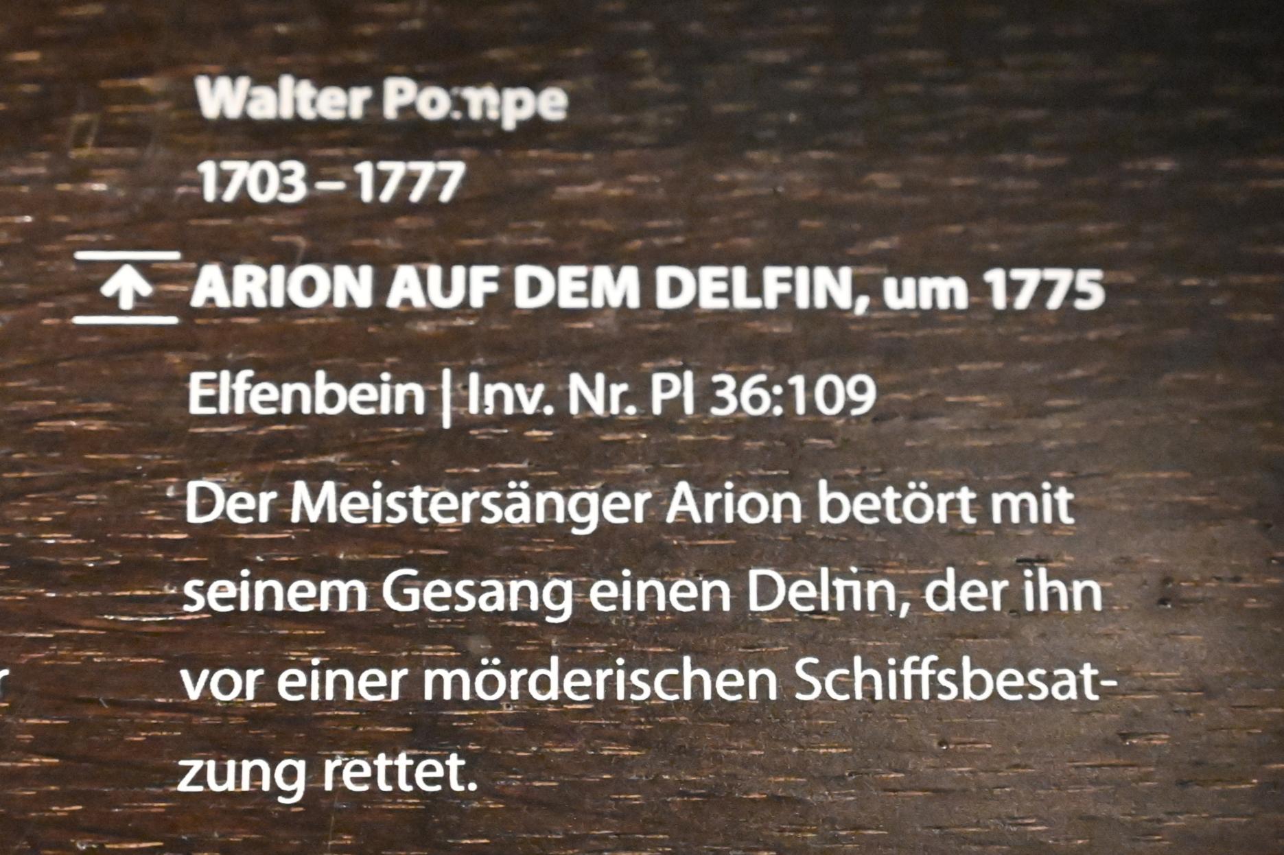 Walter Pompe (1740–1775), Arion auf dem Delphin, Darmstadt, Hessisches Landesmuseum, Fürstliche Schatzkammer, um 1775, Bild 2/2