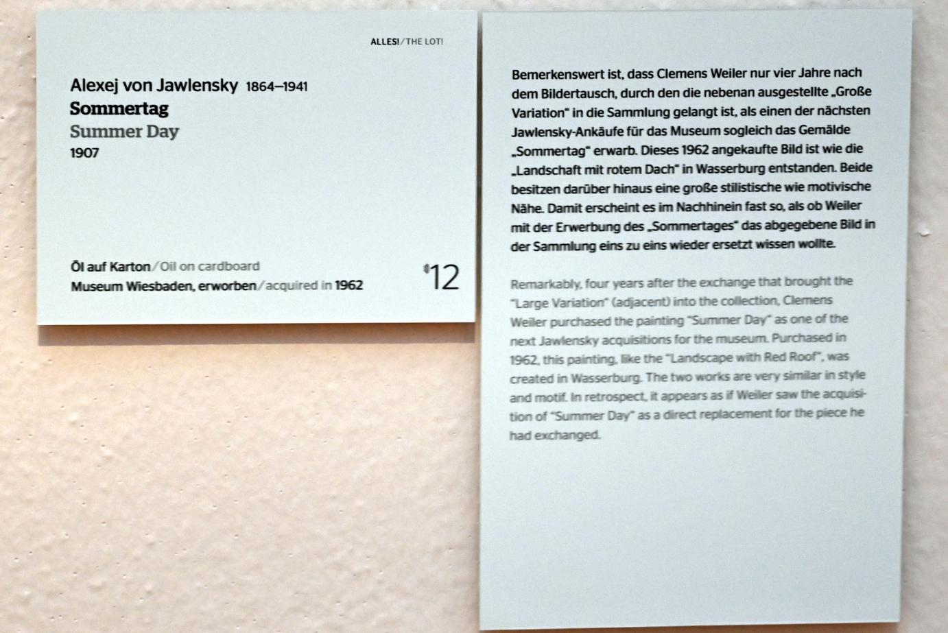 Alexej von Jawlensky (1893–1938), Sommertag, Wiesbaden, Museum Wiesbaden, Ausstellung "Alles! 100 Jahre Jawlensky in Wiesbaden" vom 17.09.-26.06.2022, Saal 5, 1907, Bild 2/2