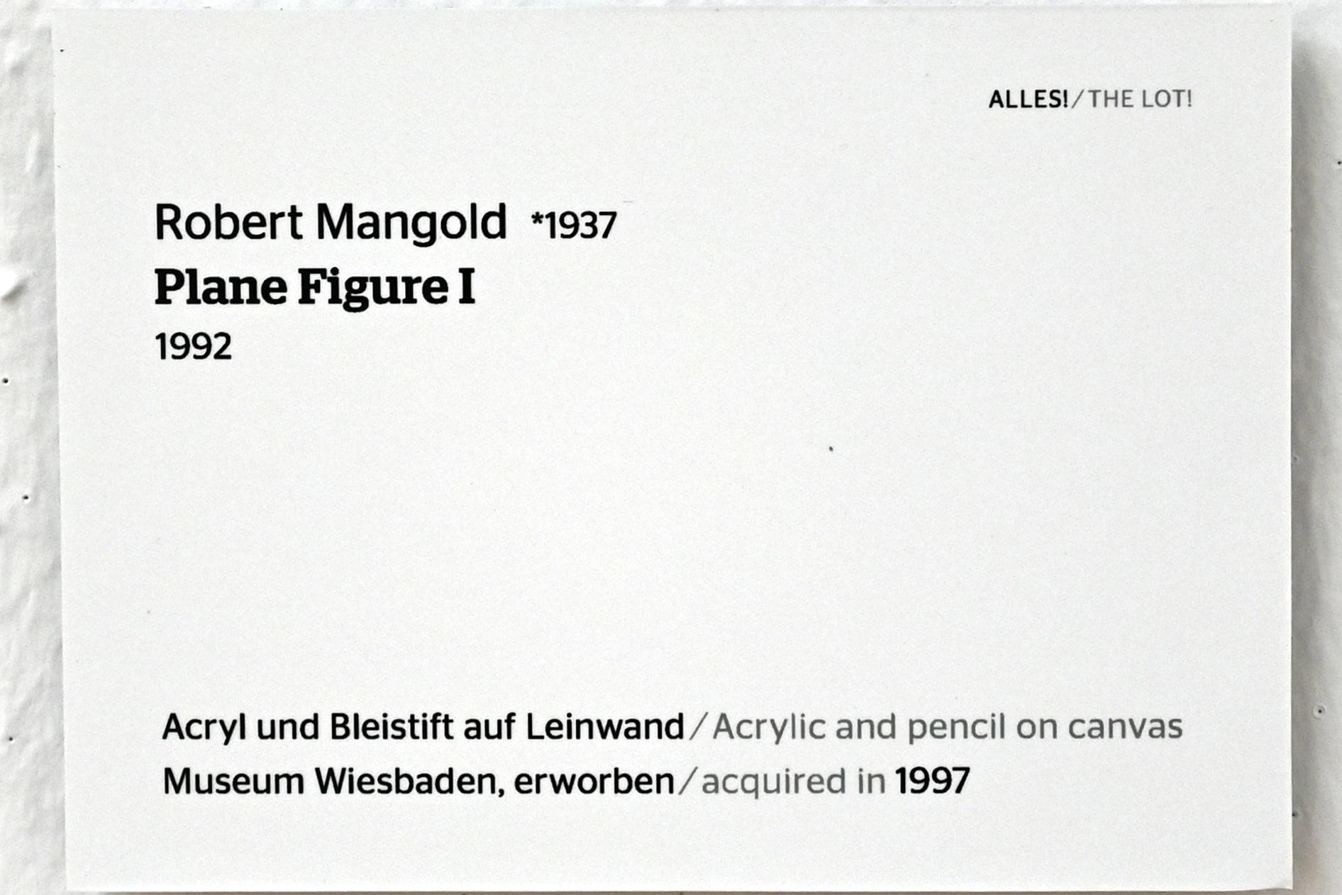 Robert Mangold (1963–2006), Plane Figure I, Wiesbaden, Museum Wiesbaden, Ausstellung "Alles! 100 Jahre Jawlensky in Wiesbaden" vom 17.09.-26.06.2022, Saal 16, 1992, Bild 2/2