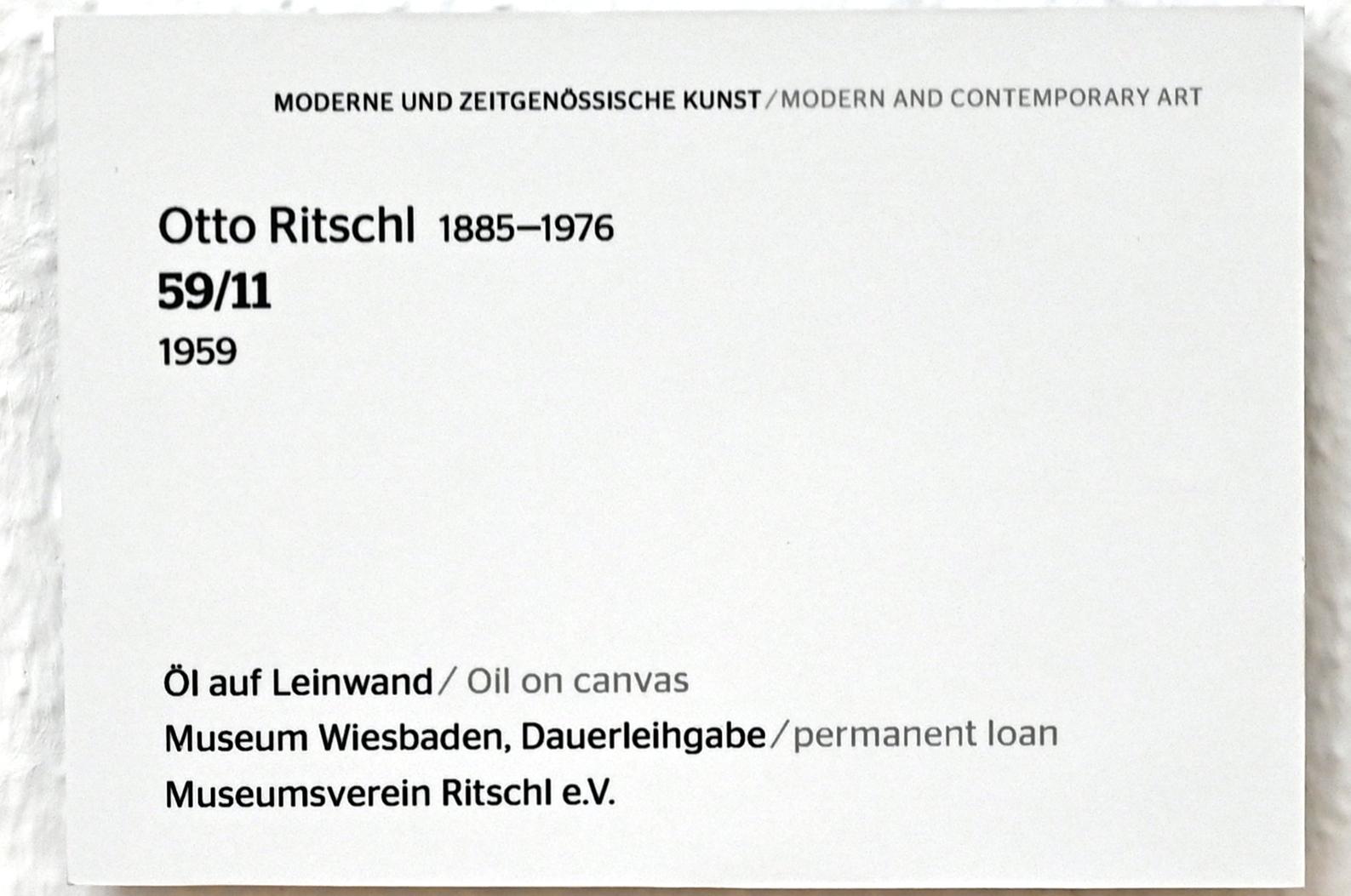 Otto Ritschl (1932–1959), 59/11, Wiesbaden, Museum Wiesbaden, Moderne und Zeitgenössisch 2, 1959, Bild 2/2