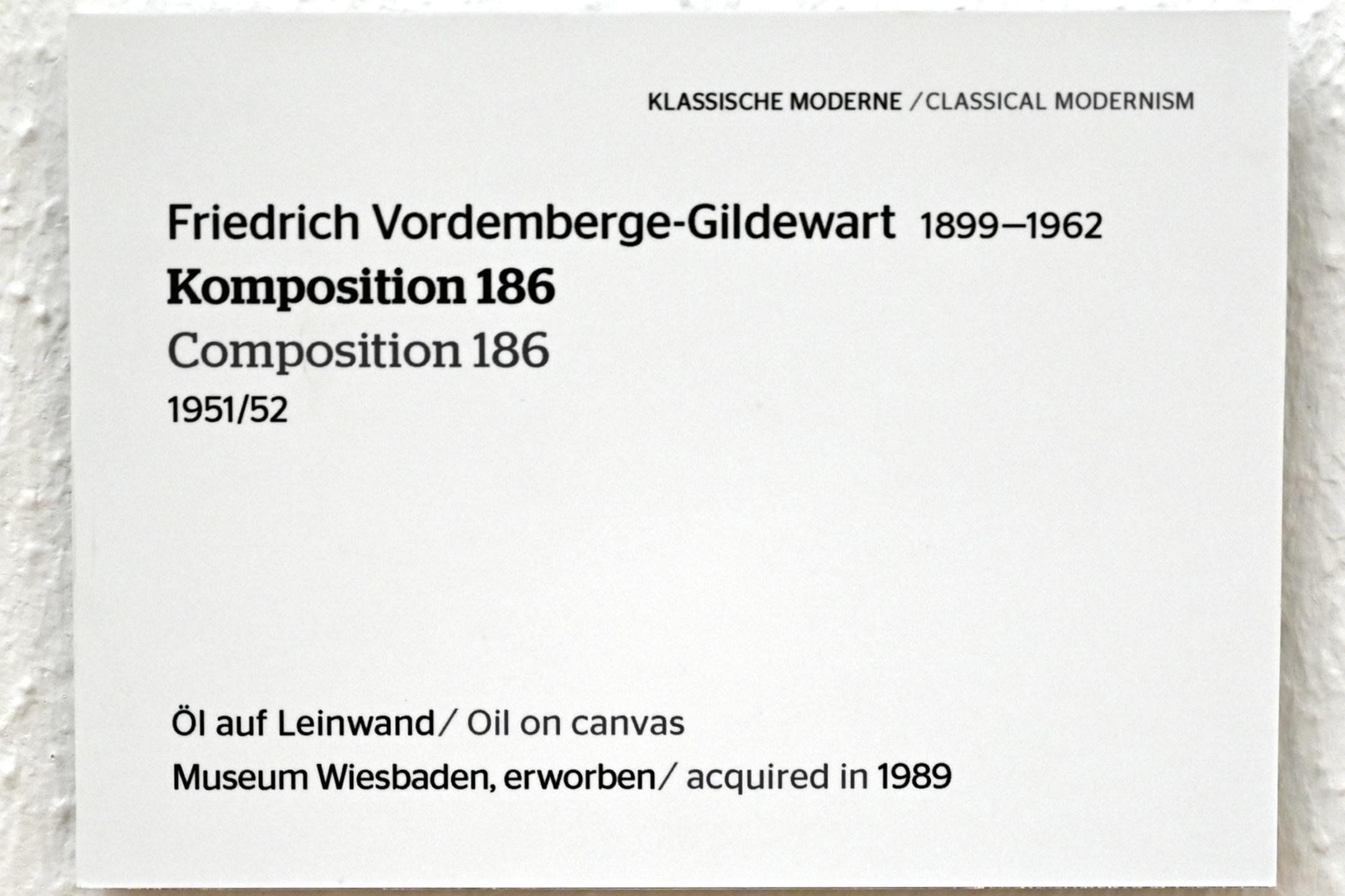 Friedrich Vordemberge-Gildewart (1927–1962), Komposition 186, Wiesbaden, Museum Wiesbaden, Klassische Moderne 2, 1951–1952, Bild 2/2
