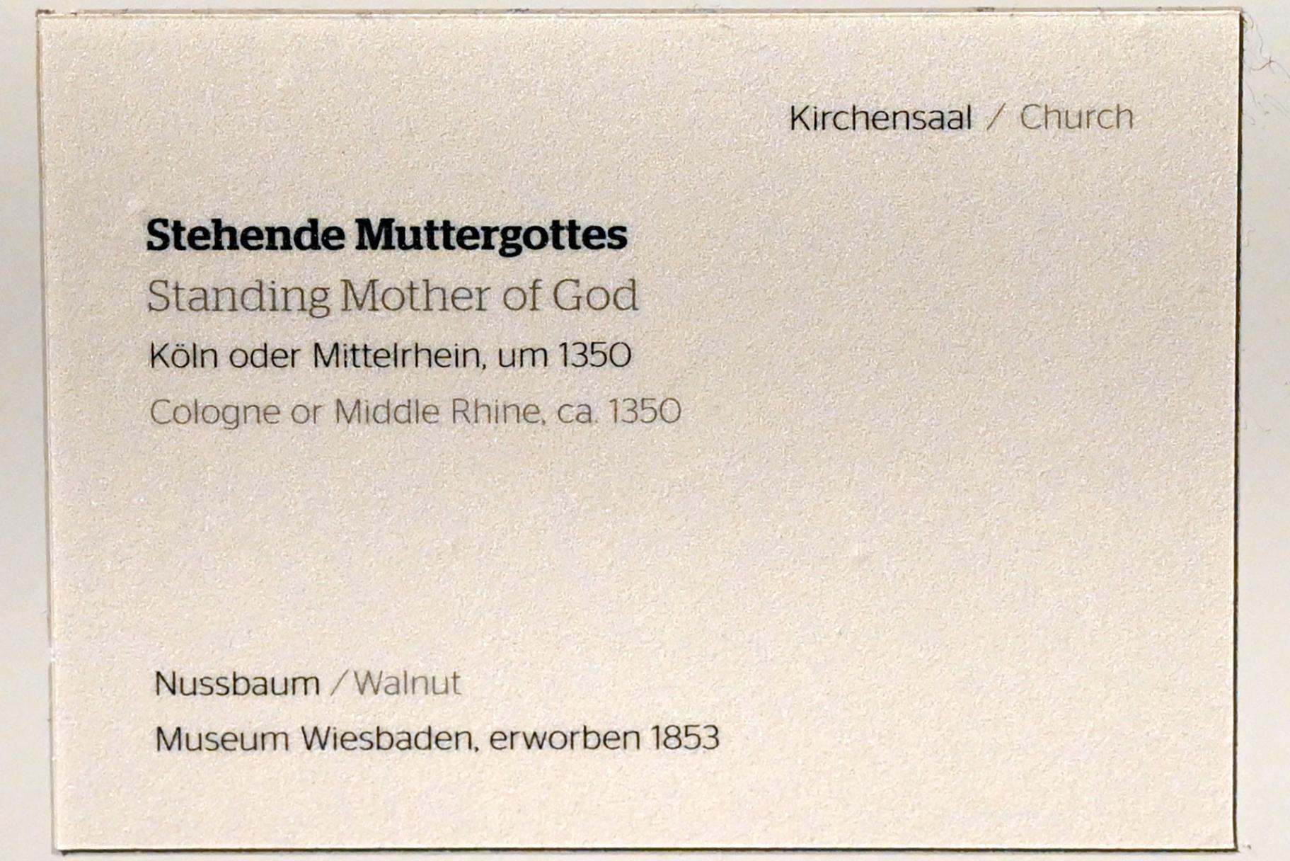 Stehende Muttergottes, Wiesbaden, Museum Wiesbaden, Kirchensaal, um 1350, Bild 3/3
