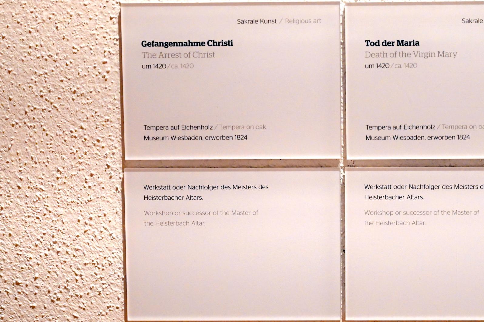 Meister des Heisterbacher Altars (Werkstatt) (1420), Gefangennahme Christi, Wiesbaden, Museum Wiesbaden, Sakrale Kunst, um 1420, Bild 2/2