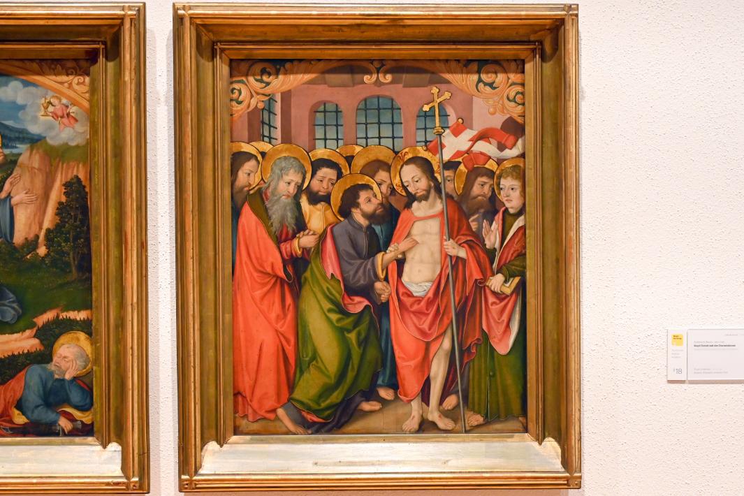 Christus und der ungläubige Thomas, Wiesbaden, Museum Wiesbaden, Sakrale Kunst, um 1520, Bild 1/2