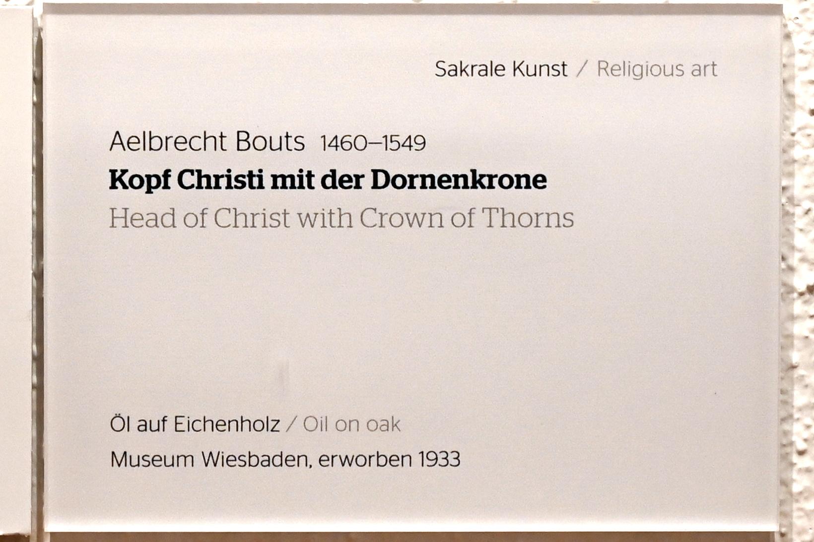 Albert (Aelbrecht) Bouts (1480–1537), Kopf Christi mit der Dornenkrone, Wiesbaden, Museum Wiesbaden, Sakrale Kunst, Undatiert, Bild 2/2