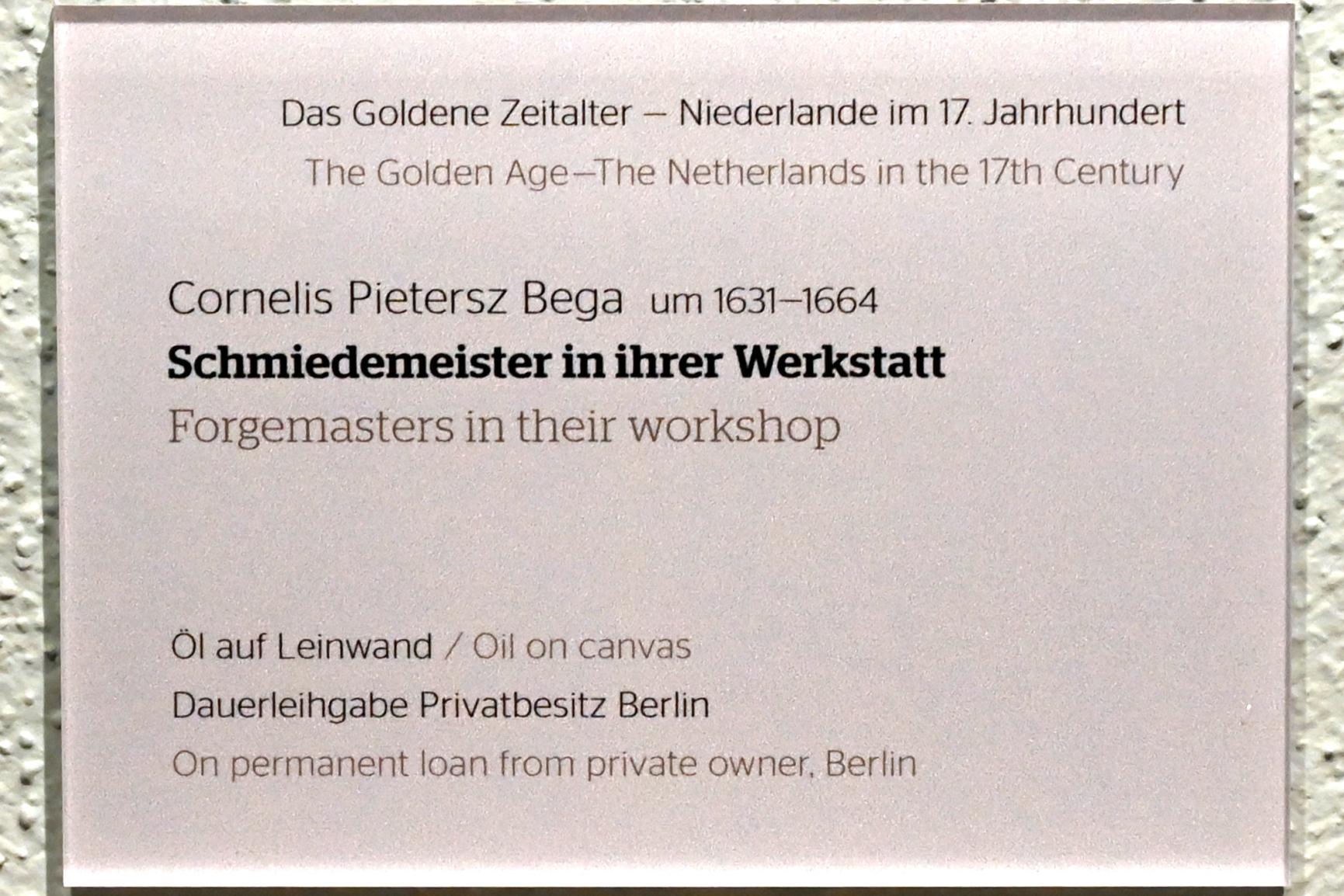 Cornelis Pietersz. Bega (1657–1663), Schmiedemeister in ihrer Werkstatt, Wiesbaden, Museum Wiesbaden, Das Goldene Zeitalter, Undatiert, Bild 2/2