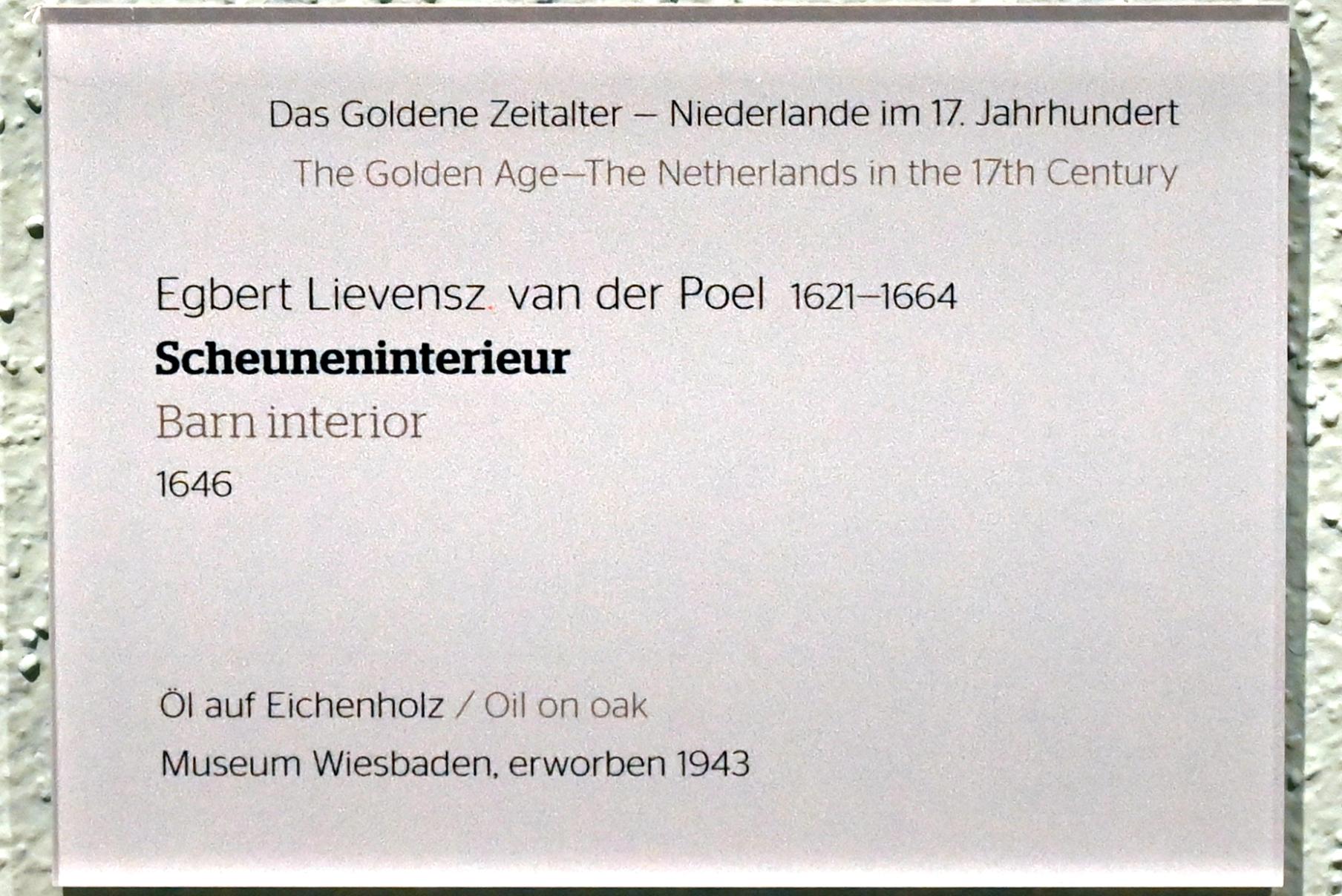 Egbert van der Poel (1645–1660), Scheuneninterieur, Wiesbaden, Museum Wiesbaden, Das Goldene Zeitalter, 1646, Bild 2/2