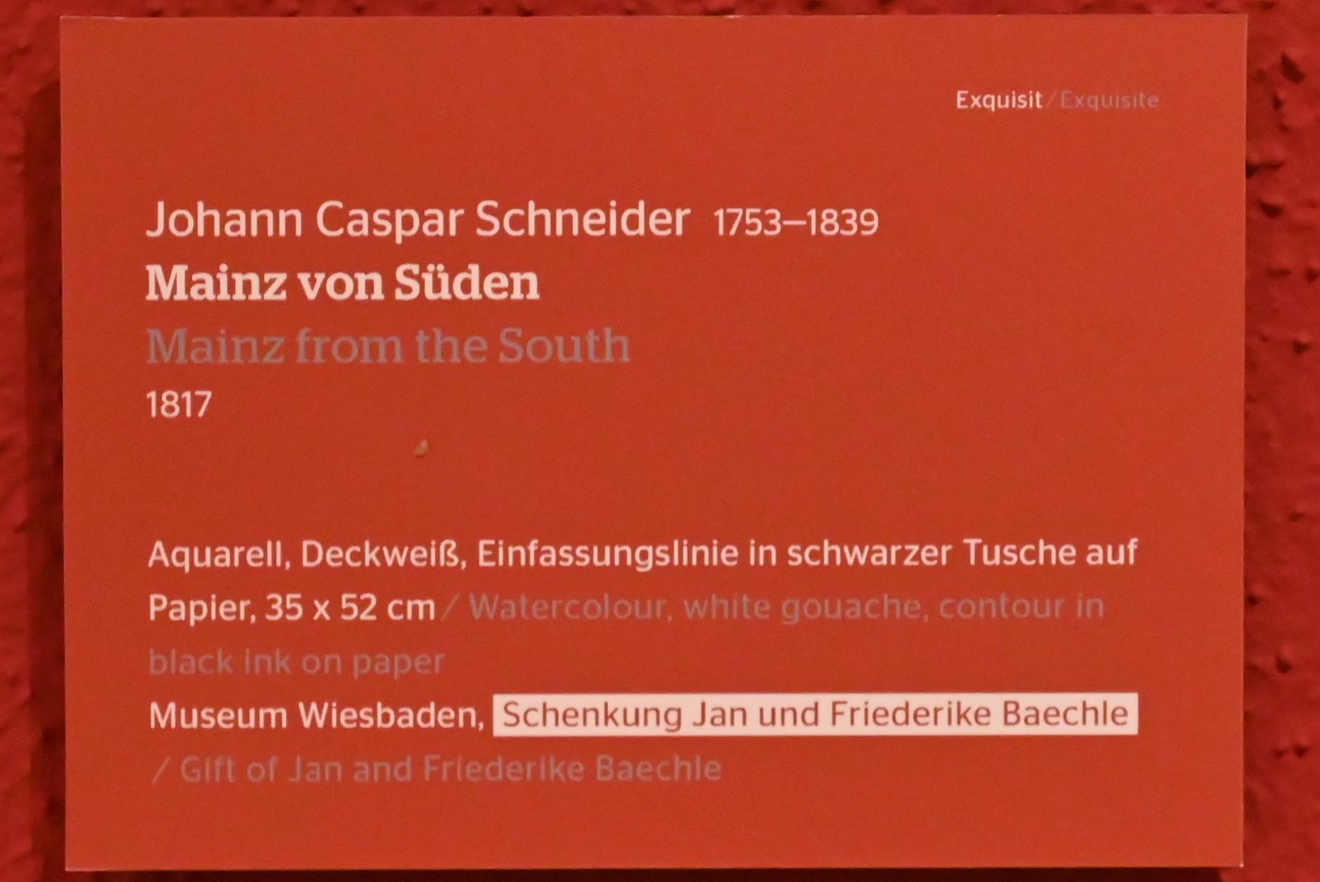 Johann Kaspar Schneider (1784–1833), Mainz von Süden, Wiesbaden, Museum Wiesbaden, Exquisit, 1817, Bild 2/2