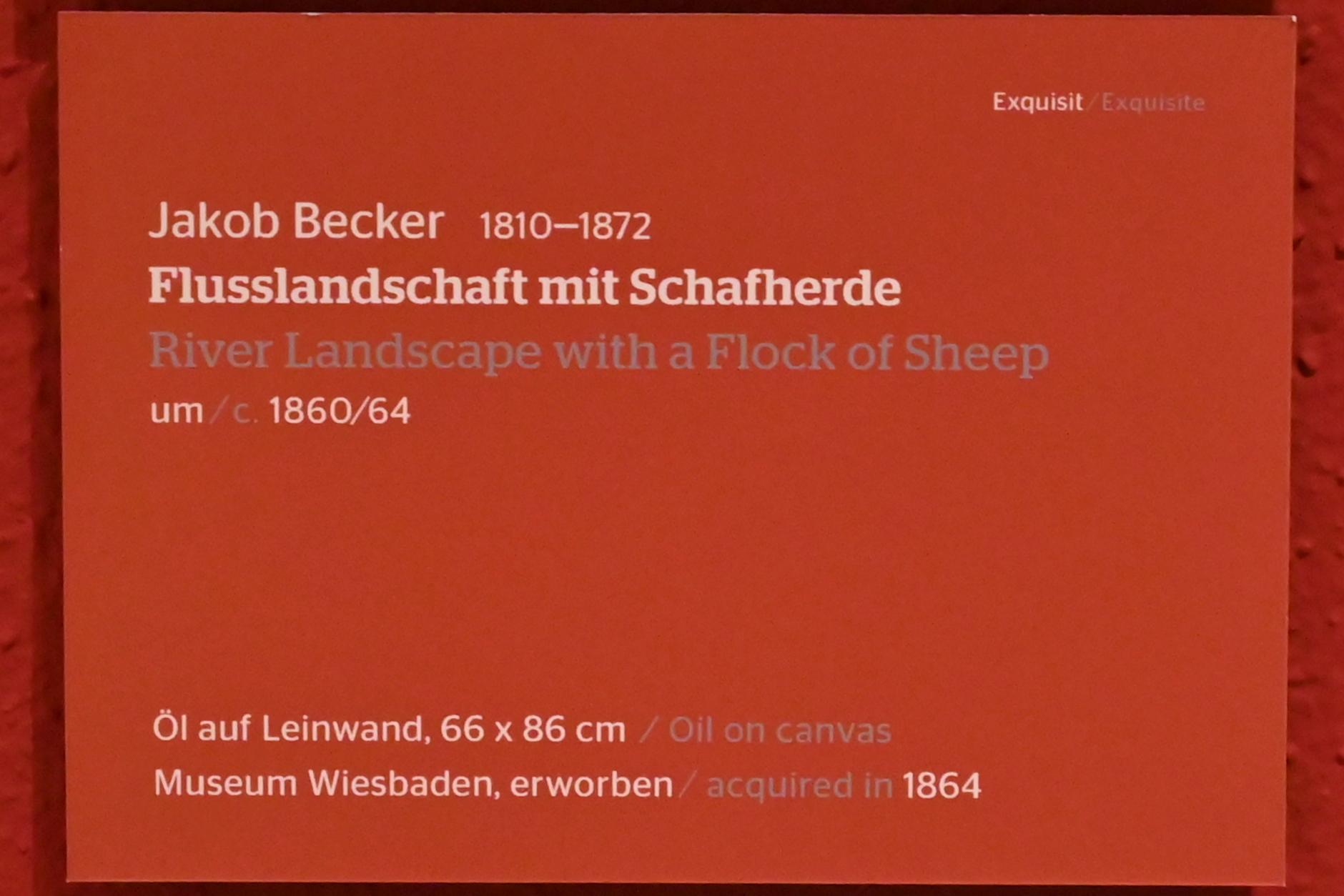 Jakob Becker (1844–1862), Flusslandschaft mit Schafherde, Wiesbaden, Museum Wiesbaden, Exquisit, um 1860–1864, Bild 2/2