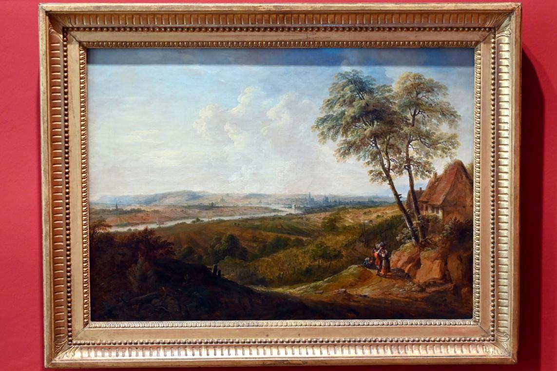 Franz Schütz (1772–1775): Blick von Hochheim auf die Mainmündung und Mainz, um 1775