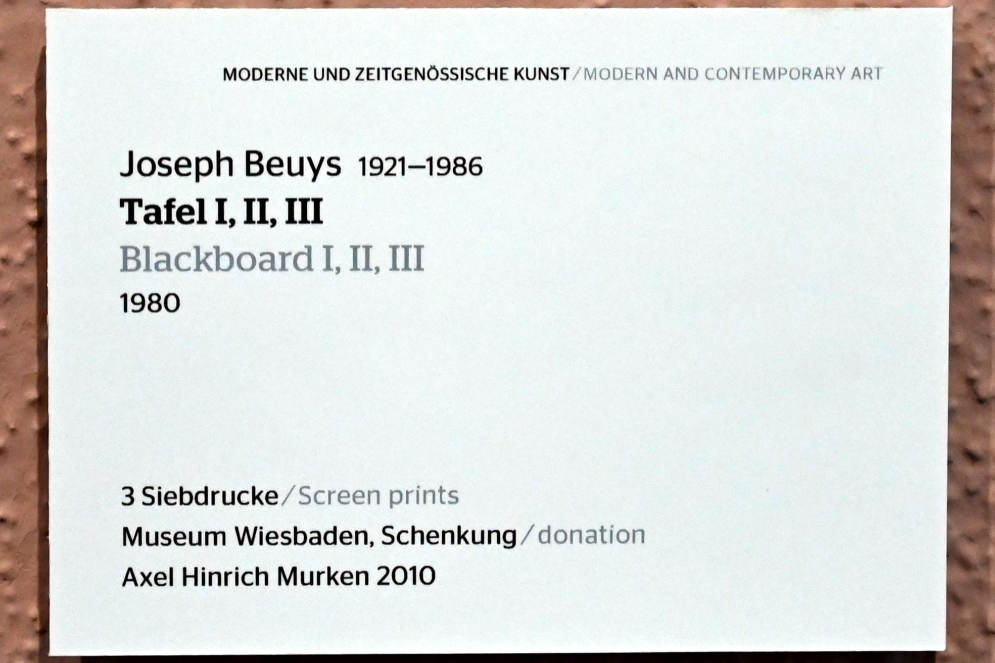 Joseph Beuys (1948–1985), Tafel II, Wiesbaden, Museum Wiesbaden, Beuys 1, 1980, Bild 2/2