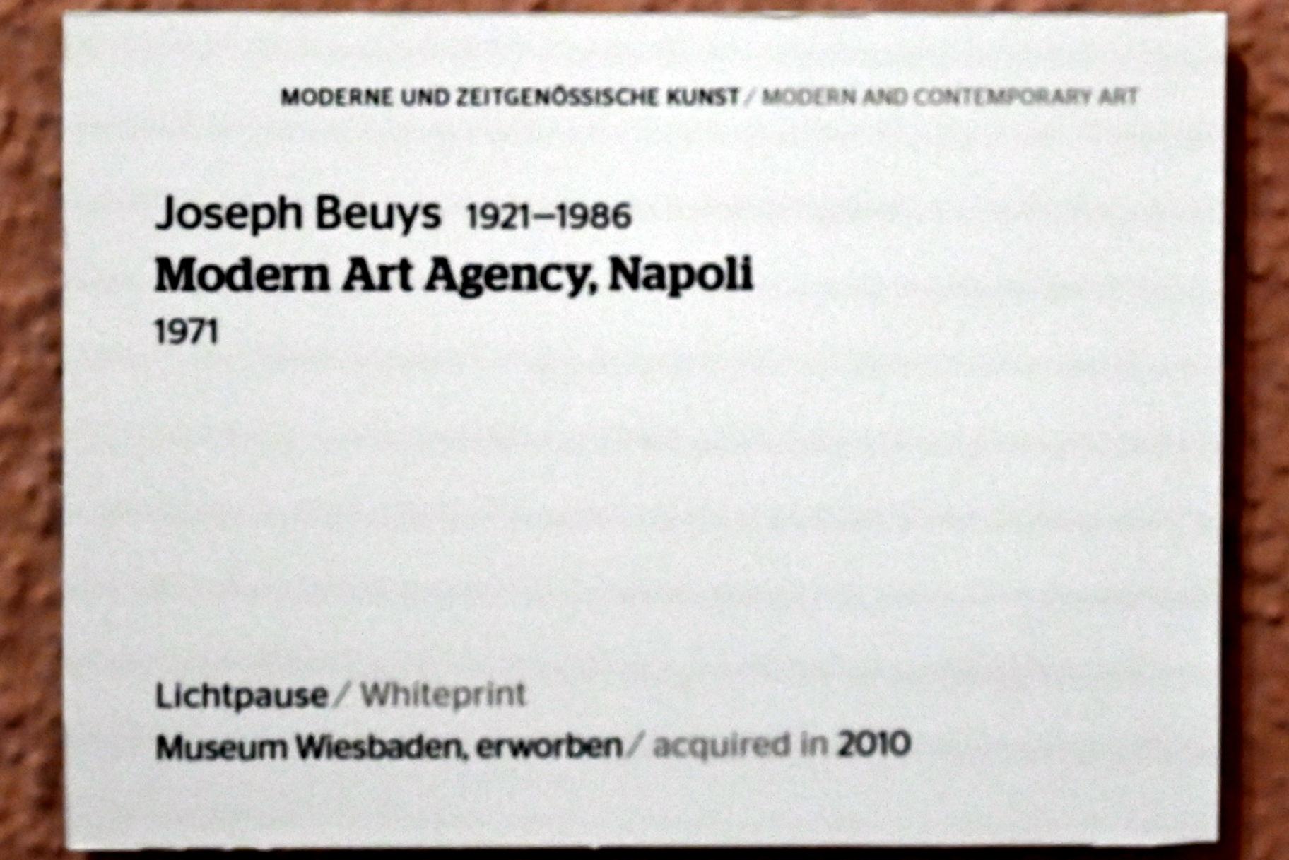 Joseph Beuys (1948–1985), Modern Art Agency, Napoli, Wiesbaden, Museum Wiesbaden, Beuys 1, 1971, Bild 2/2